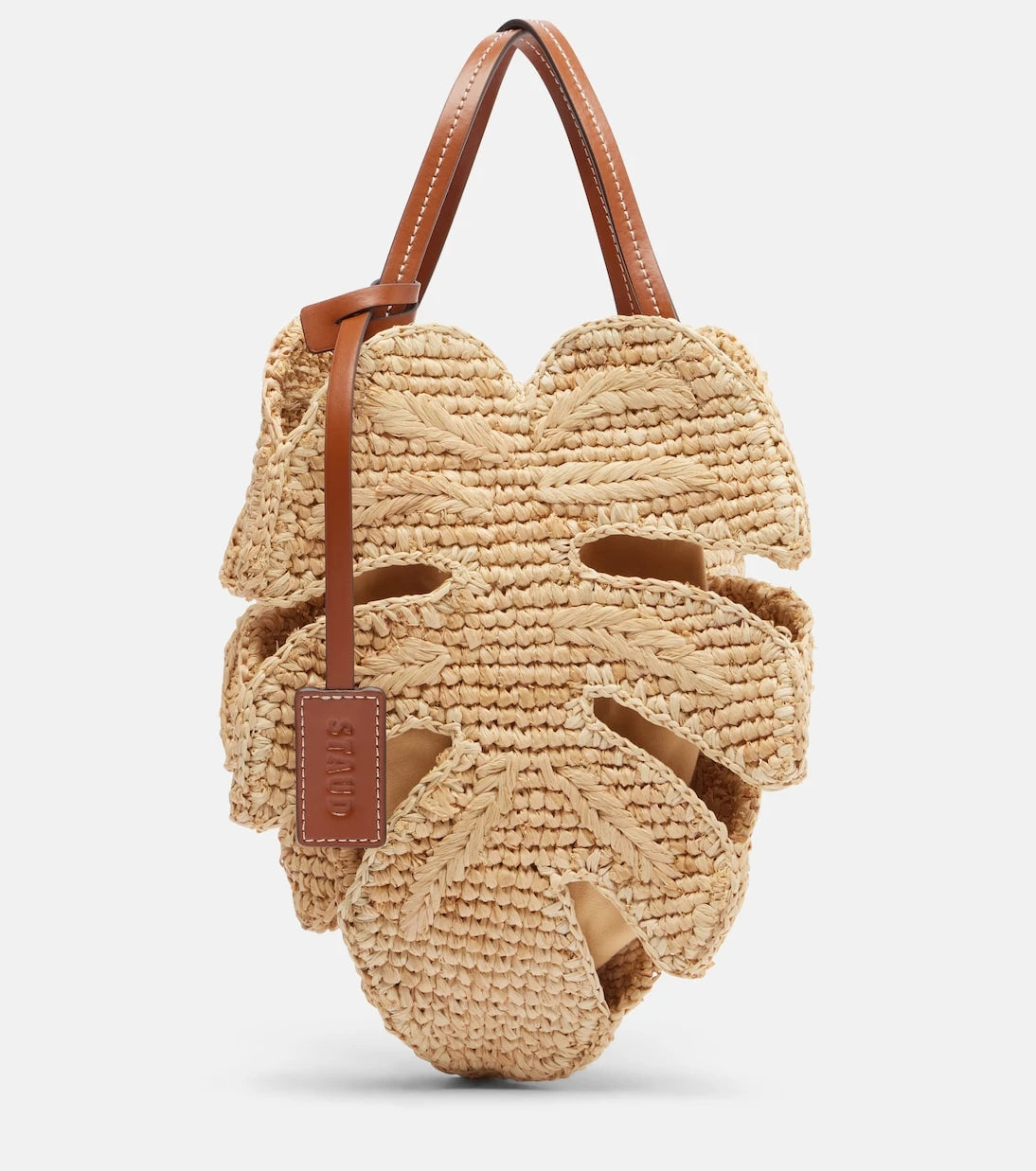Staud - Palm leather-trimmed raffia top-handle bag