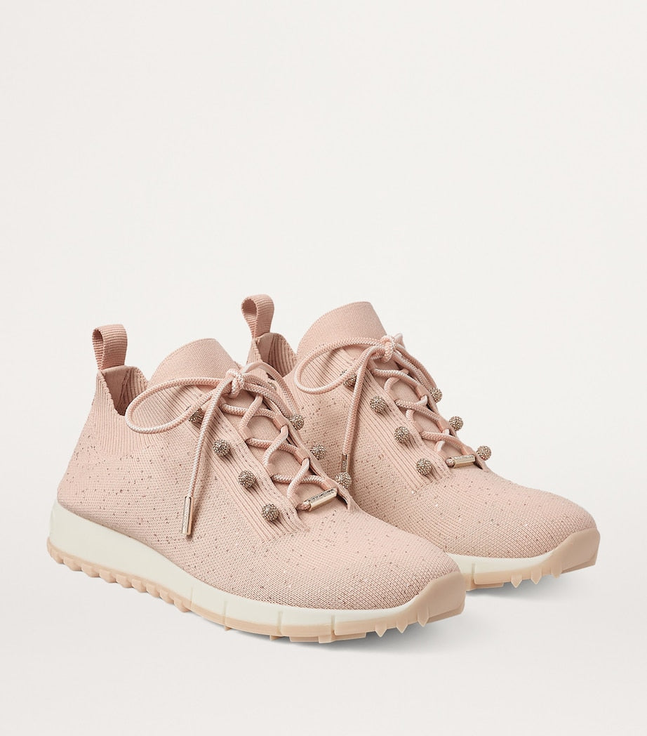 Jimmy Choo Pink Veles Knitted Glitter Sneakers