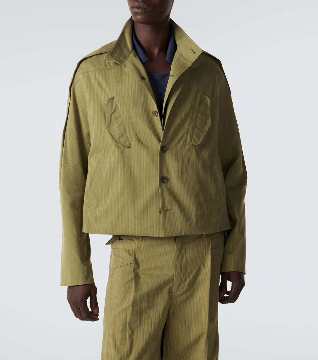 Kiko Kostadinov - Egreta stiped cotton-blend jacket