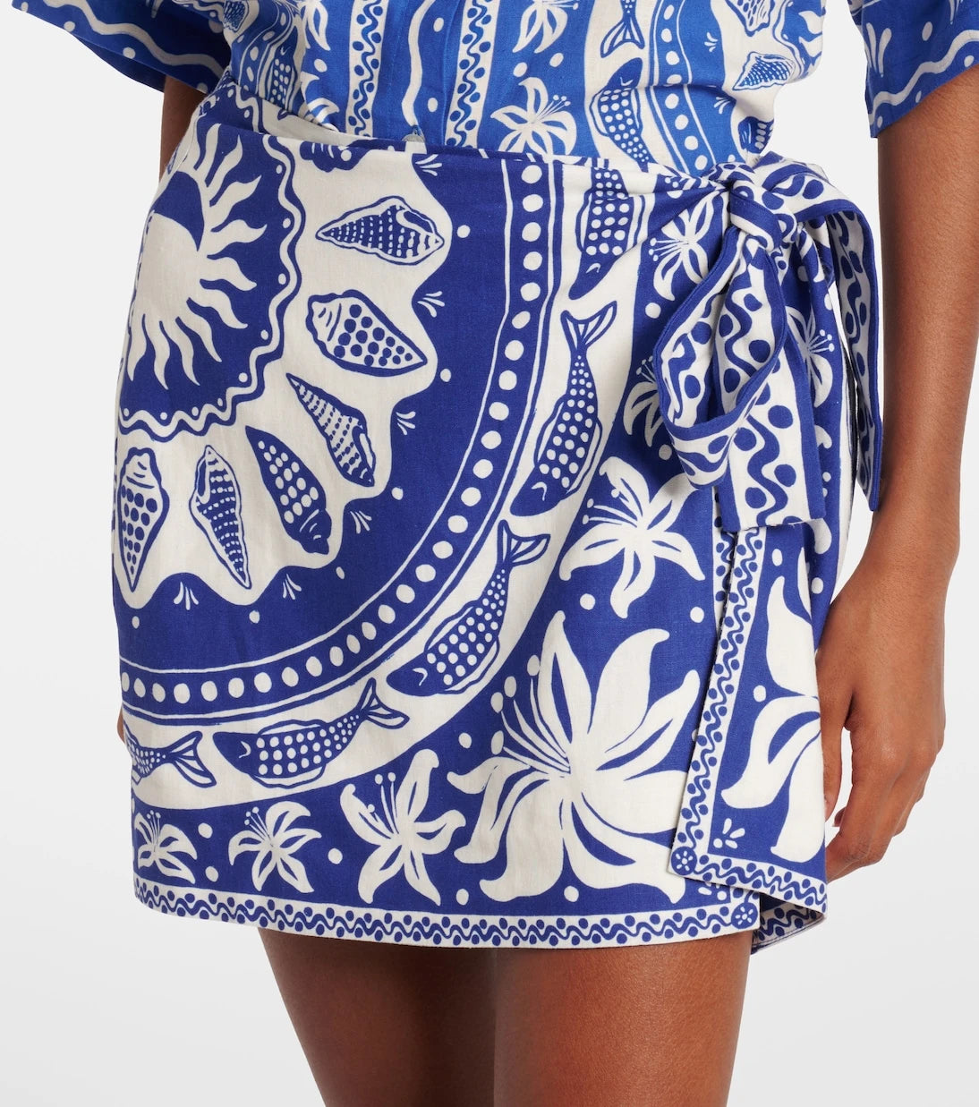 Farm Rio - Ocean Scarf linen-blend miniskirt