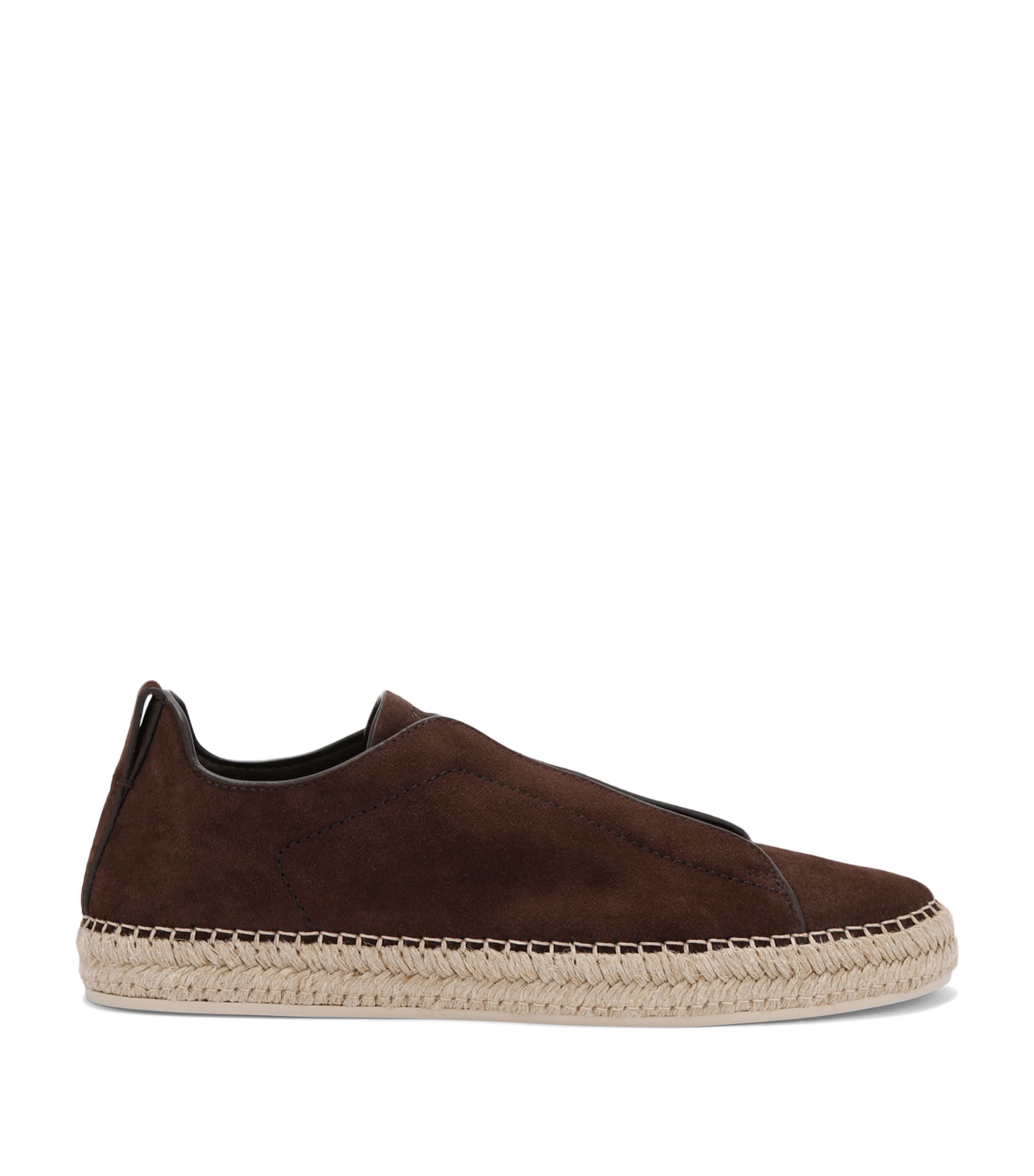 Suede Triple Stitch Espadrilles DARK BROWN