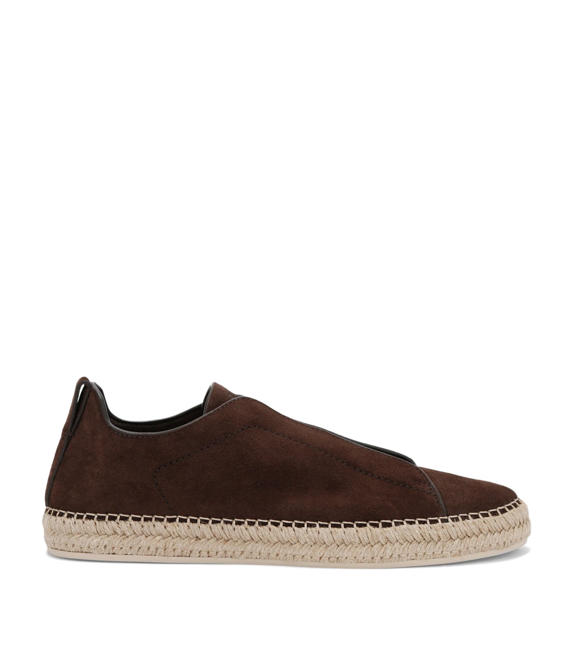 Suede Triple Stitch Espadrilles DARK BROWN