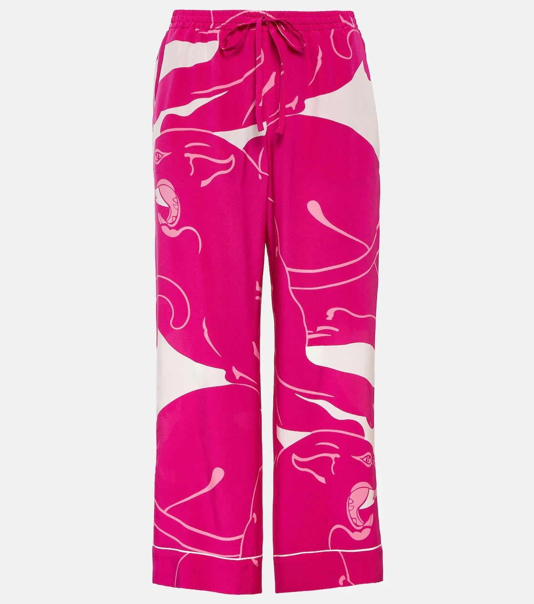 Valentino - Panther crêpe de chine pants