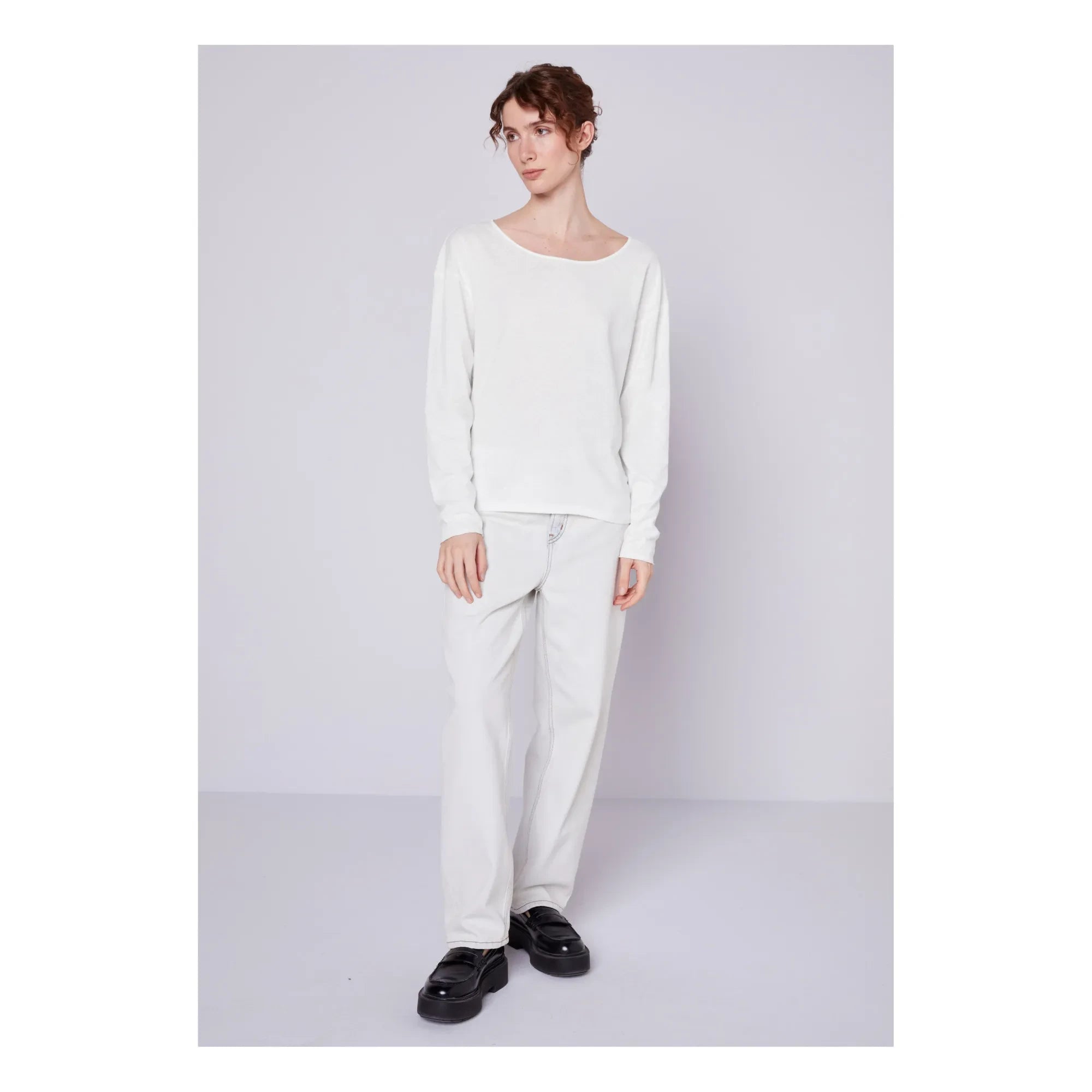 American Vintage - Aksun Crew Neck Long Sleeve T-shirt | White