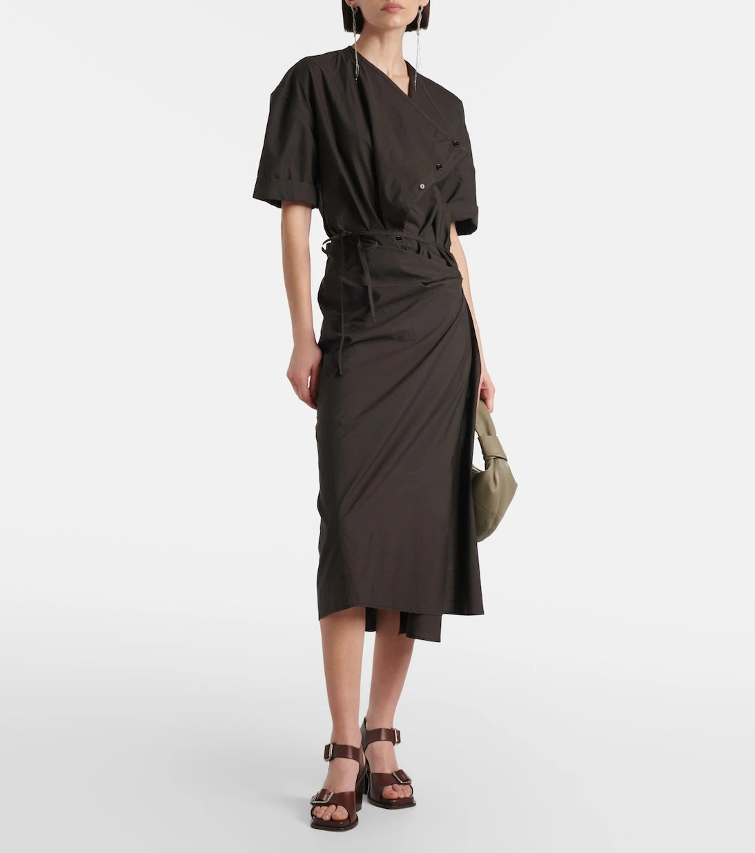Lemaire - Draped cotton and silk shirt dress