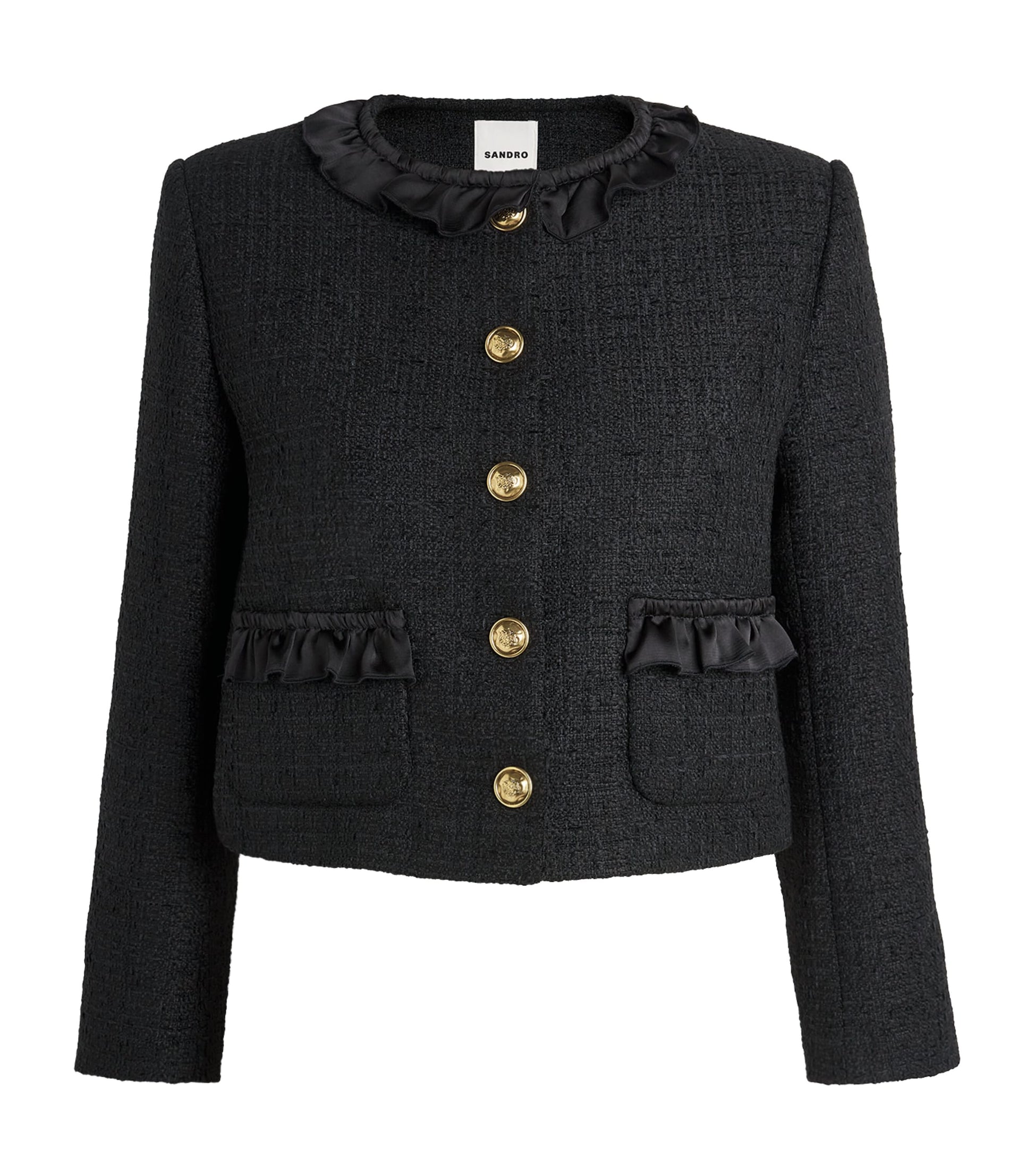 Black Tweed Ruffled Jacket