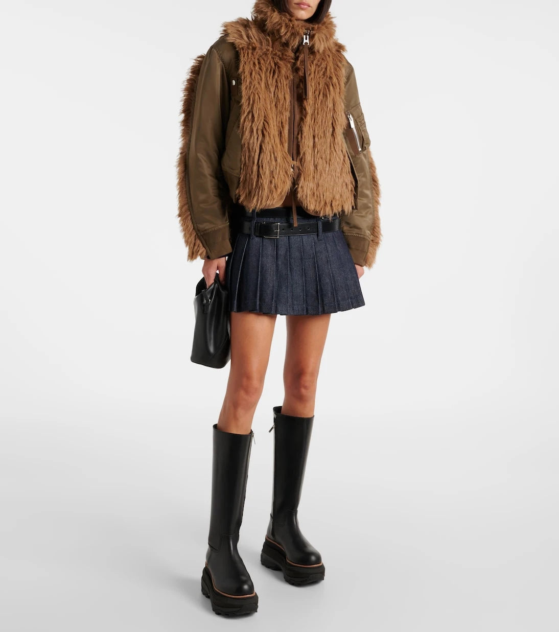 Sacai - جاكيت فني وفرو صناعي