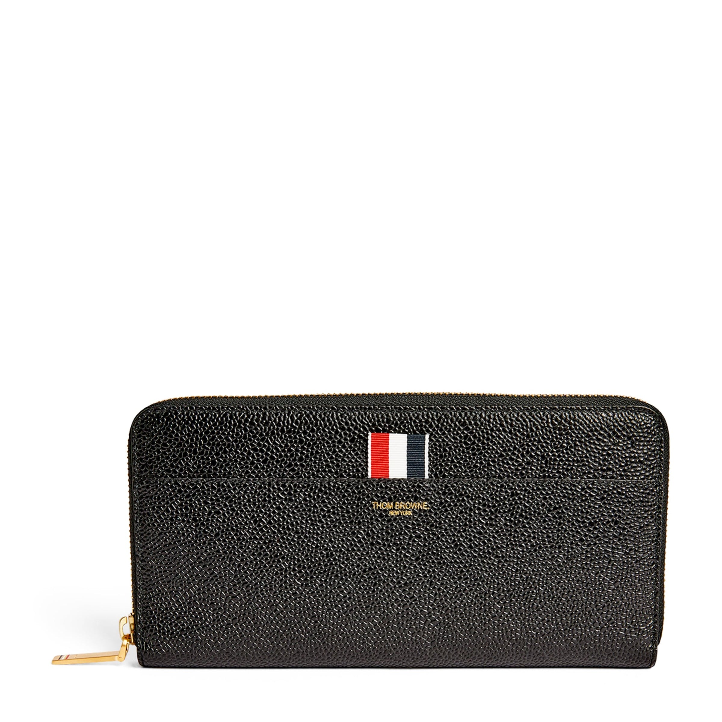 Thom Browne Black Leather Continental Zip Wallet
