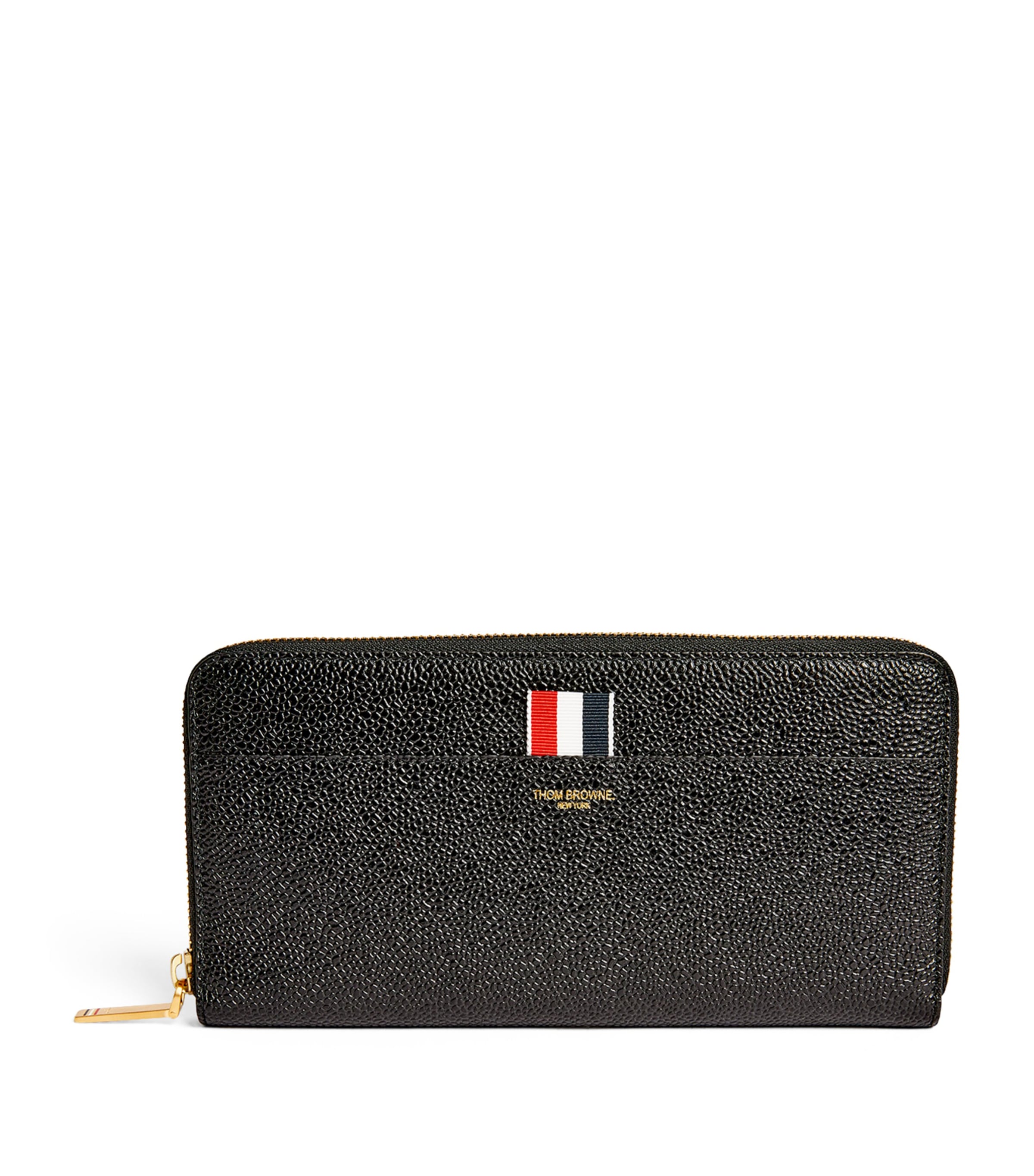 Thom Browne Black Leather Continental Zip Wallet