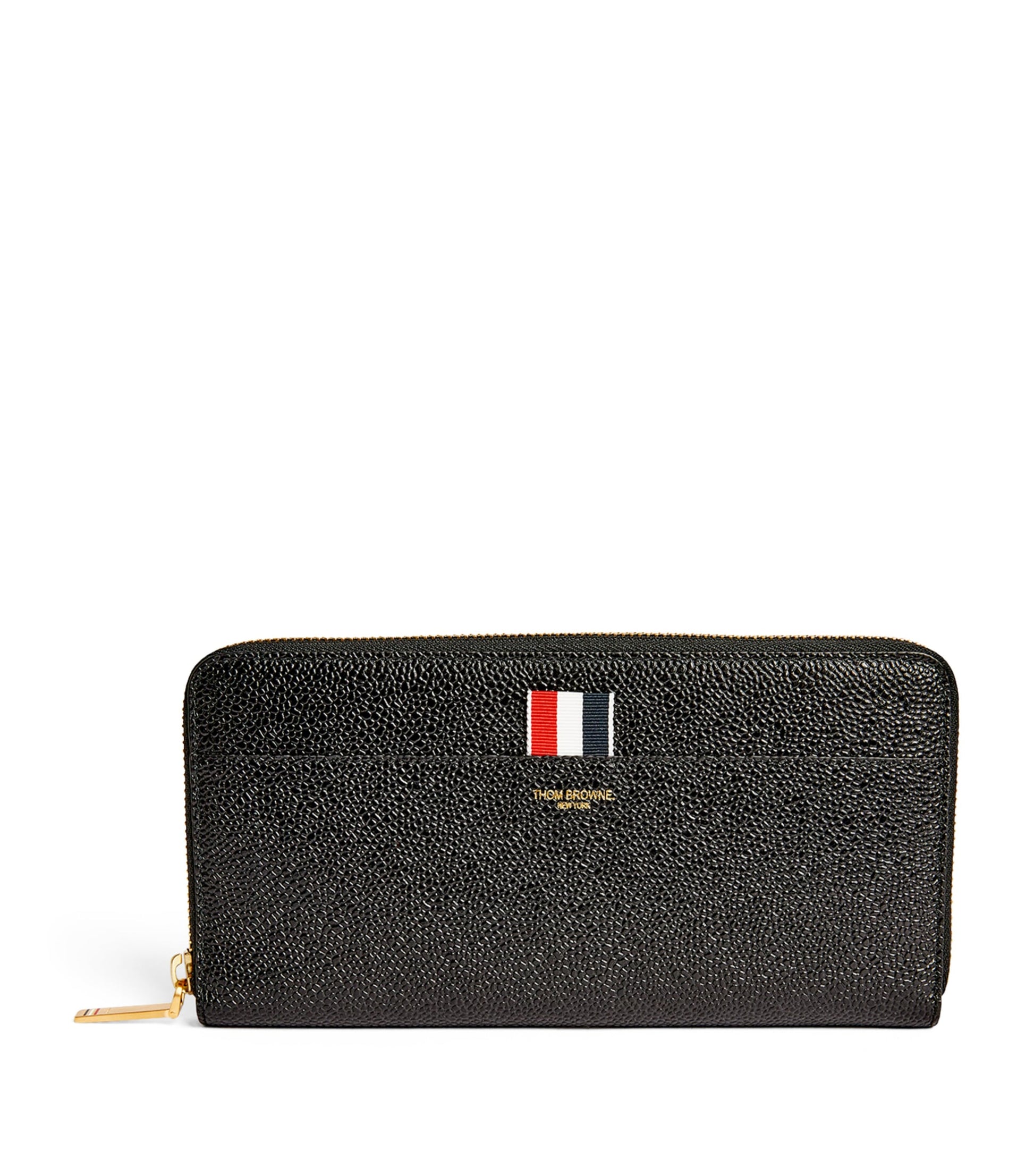 Thom Browne Black Leather Continental Zip Wallet