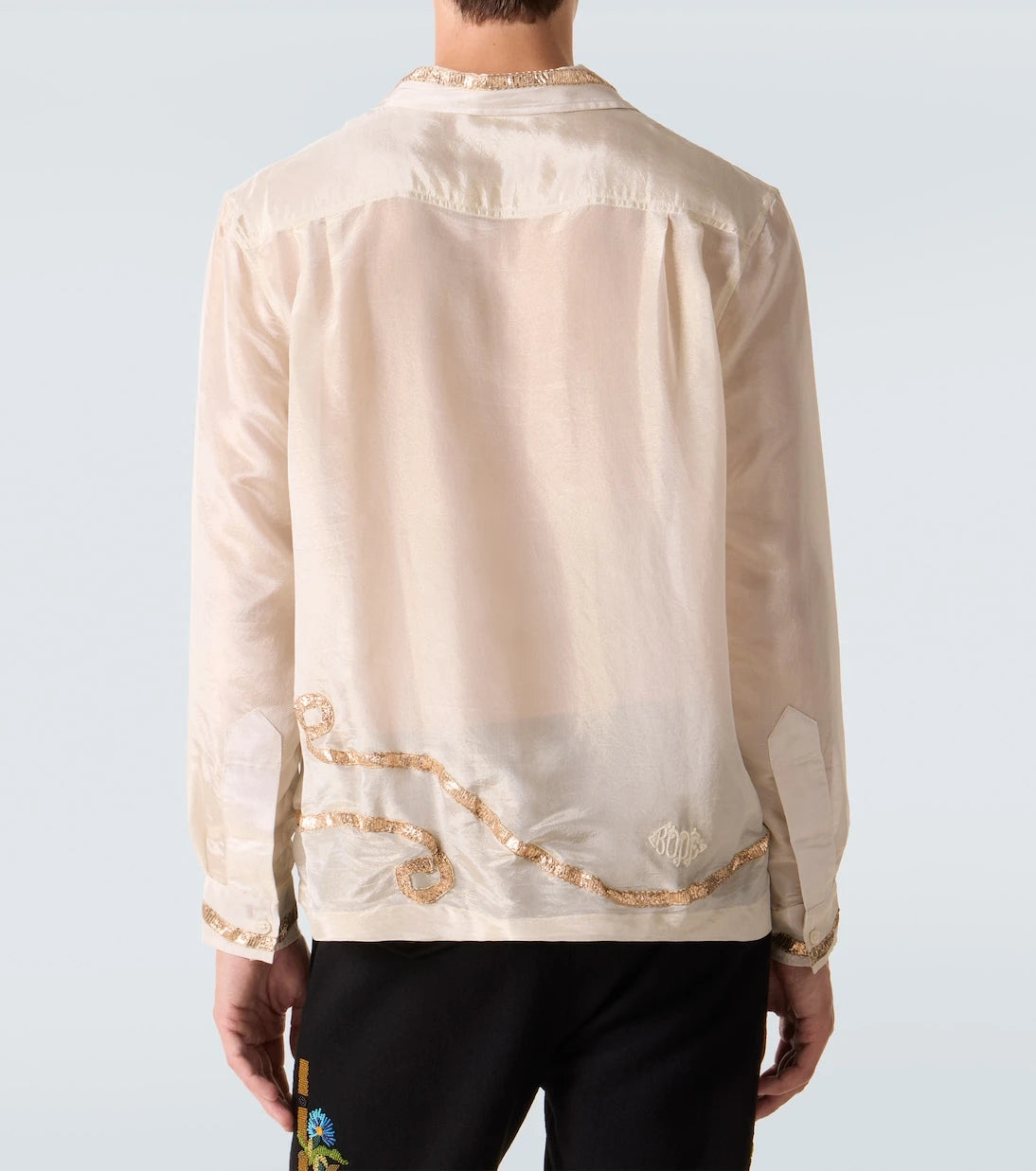 Bode - Lido appliqué semi-sheer shirt