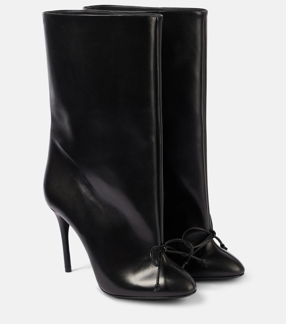 Alaïa - جزمة كاحل جلدية مزينة بفيونكة 90