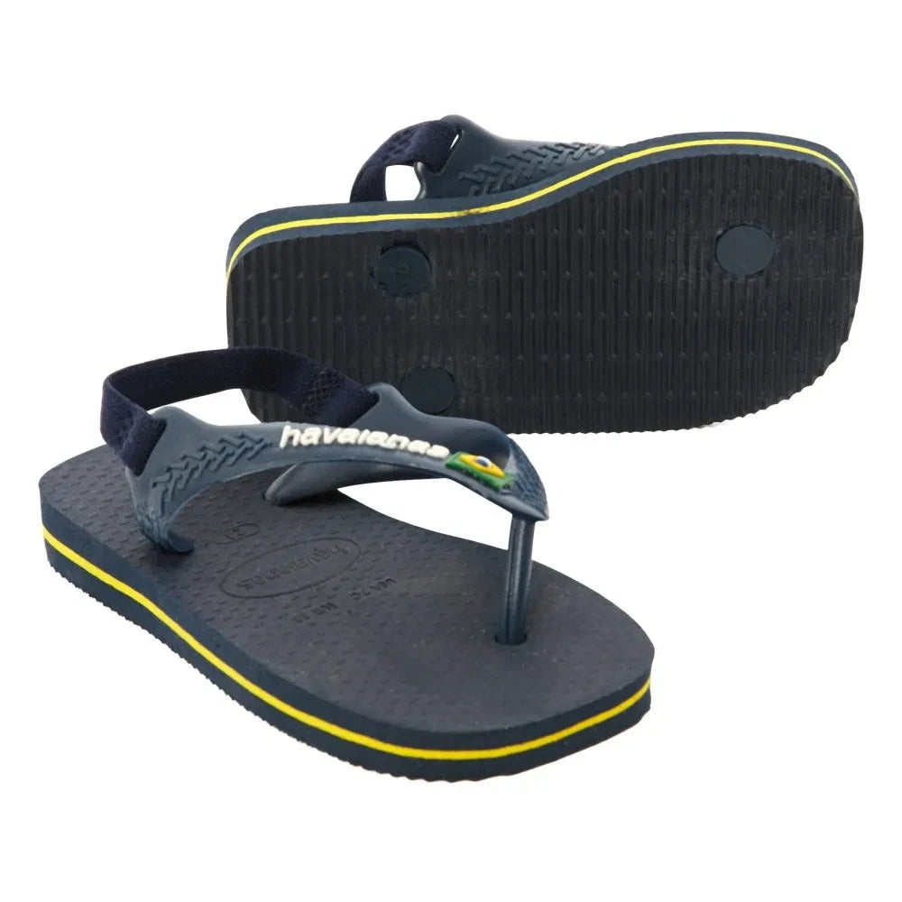 Havaianas - Logo Brasil Baby Flip Flops | Midnight blue