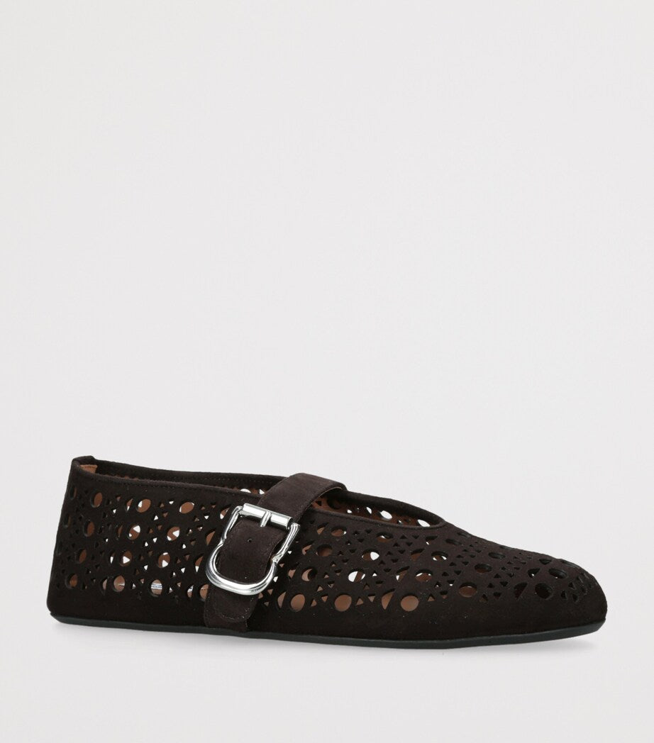 Alaïa Brown Suede Vienne Ballet Flats