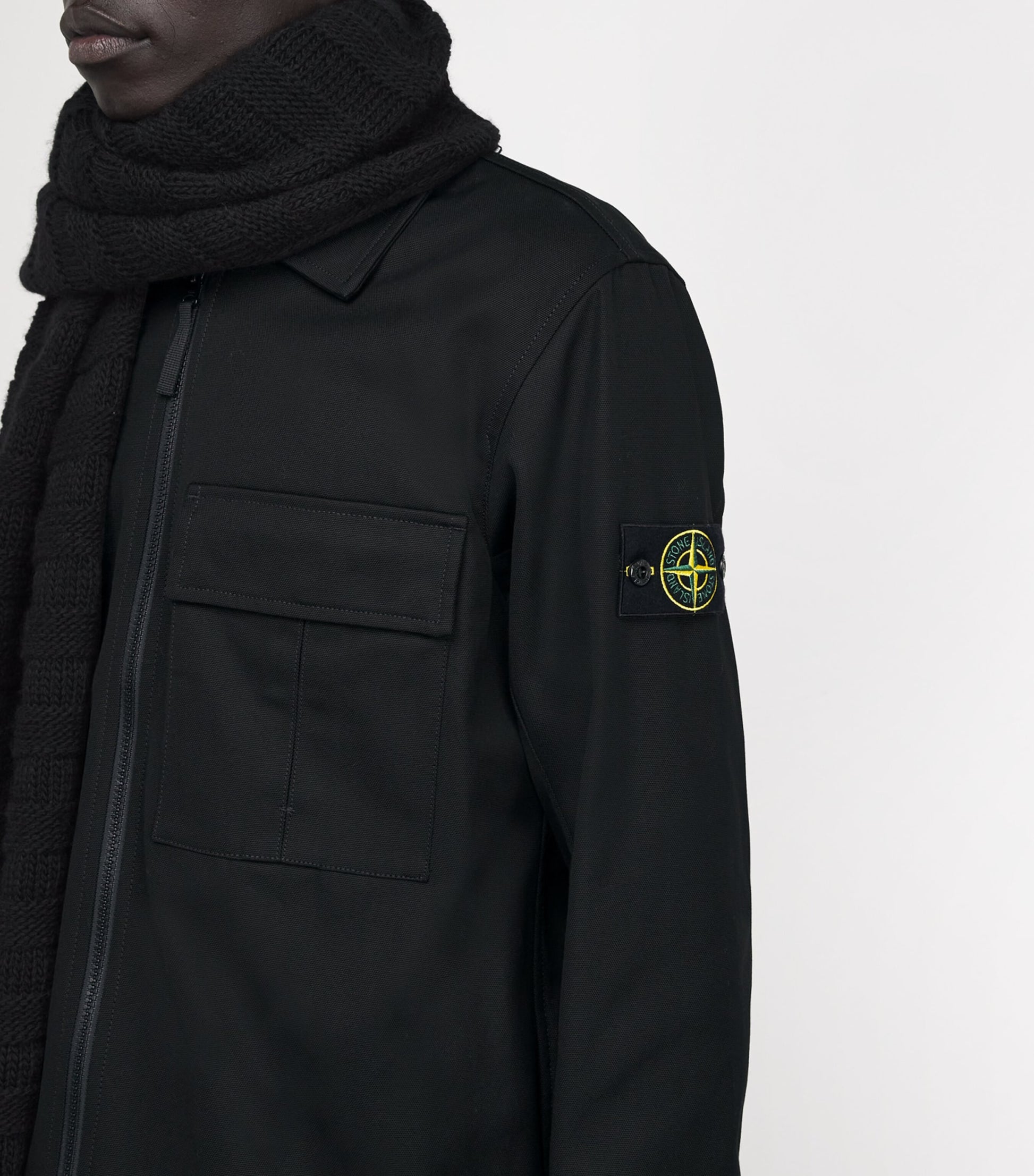 Stone Island Black Panama Cotton Overshirt