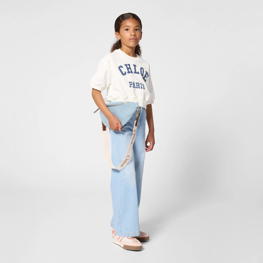 Chloé Kids - سويت شيرت من القطن جيرسي بشعار الماركة