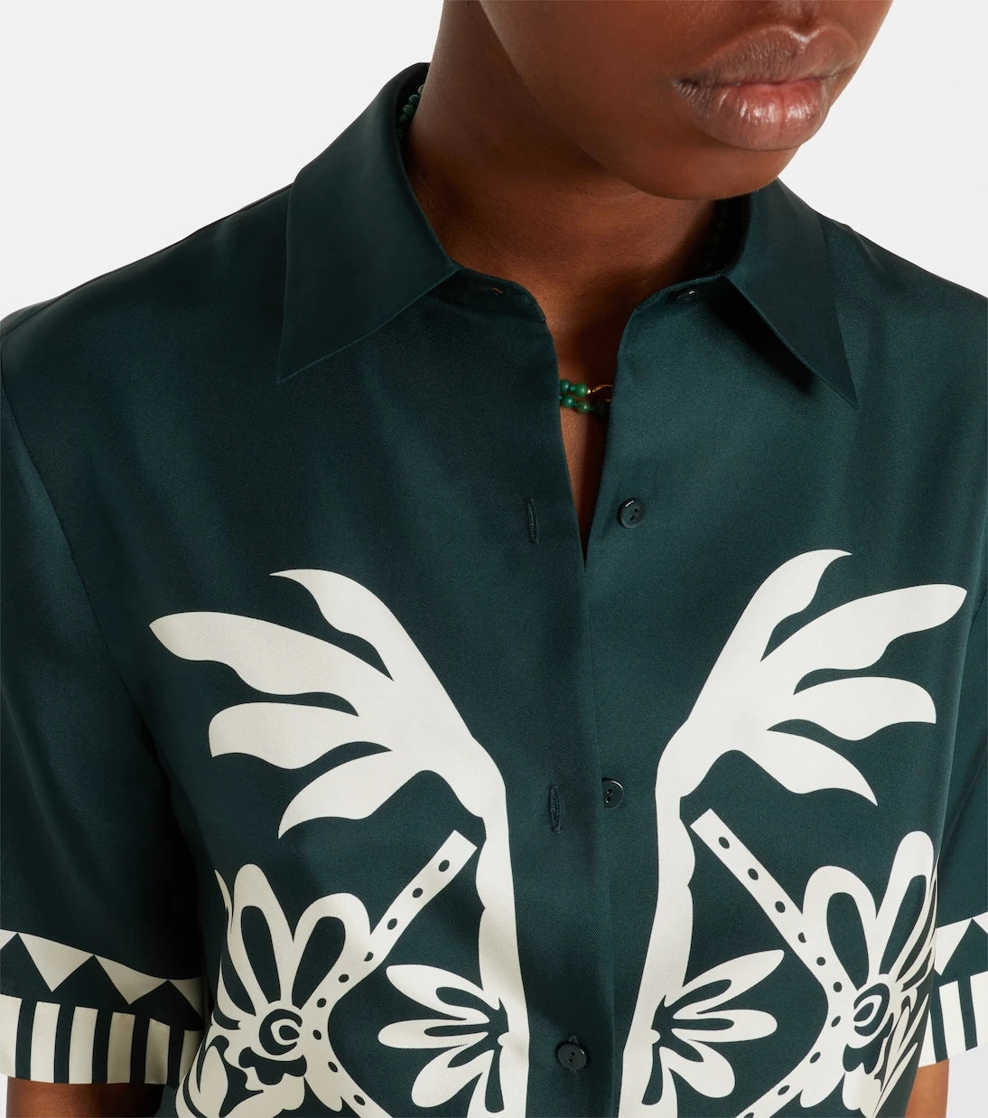 Eres - Émeraude printed silk twill shirt