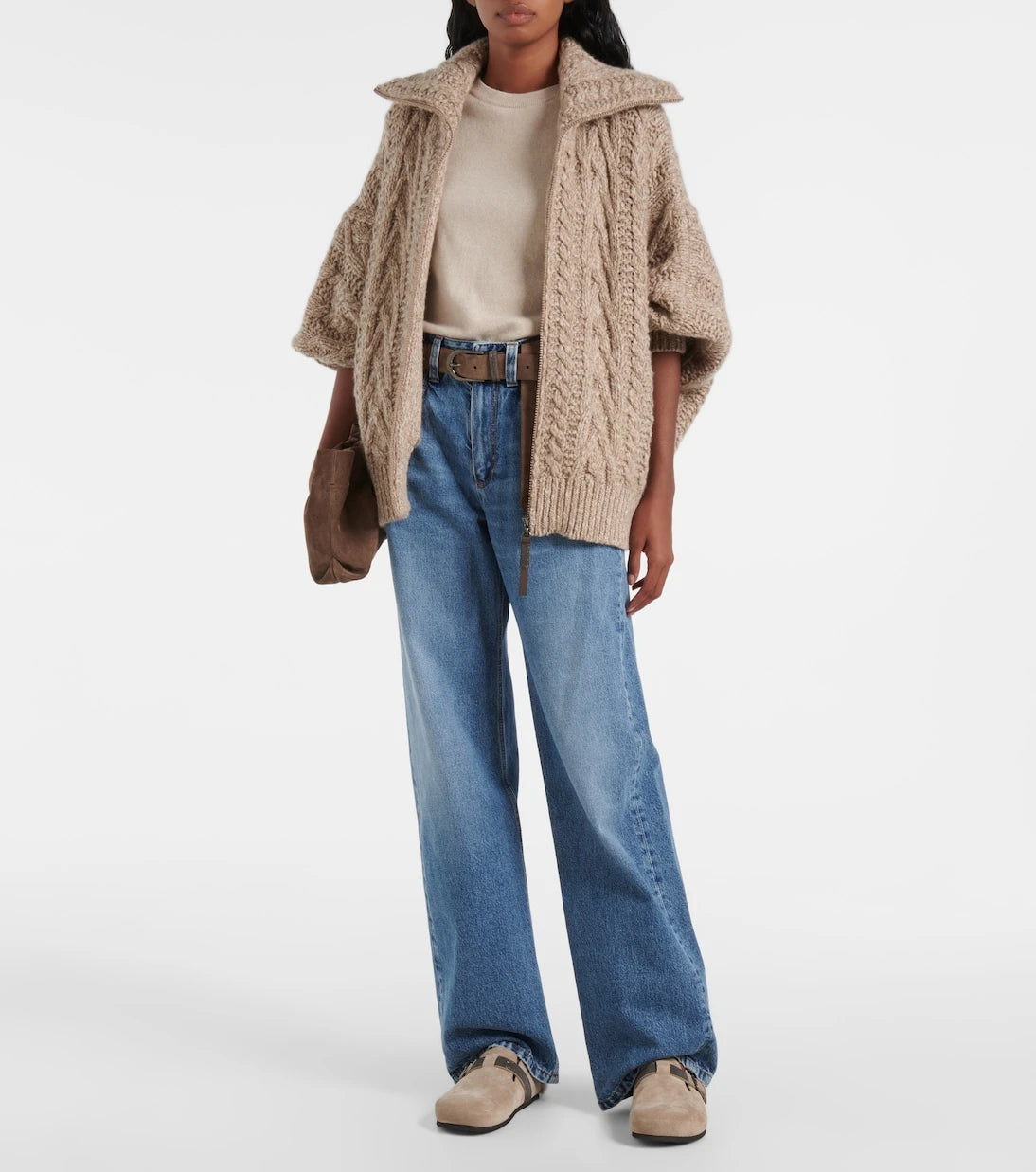Brunello Cucinelli - بنطلون جينز بقصة مستقيمة وخصر مرتفع