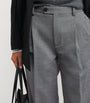 Black Wool-Blend Straight Trousers