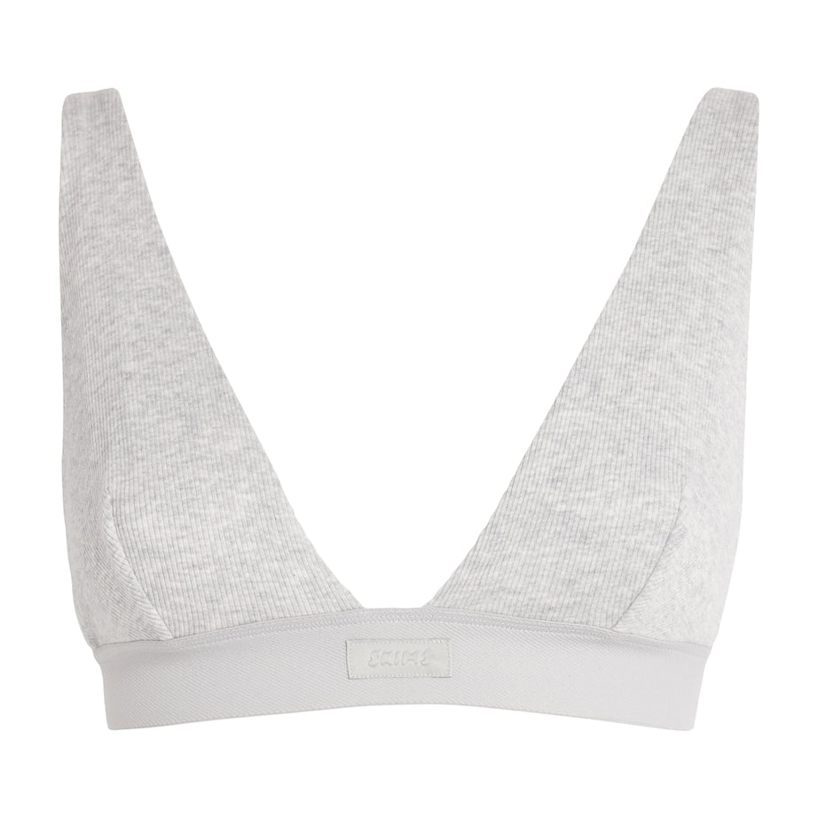 Skims Grey Stretch-Cotton Ribbed Plunge Bralette