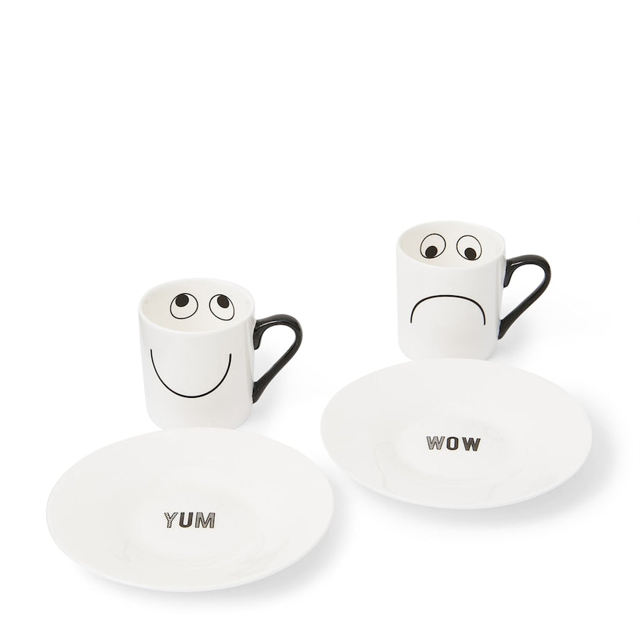 Set of 2 Eyes Espresso Cups and Saucers