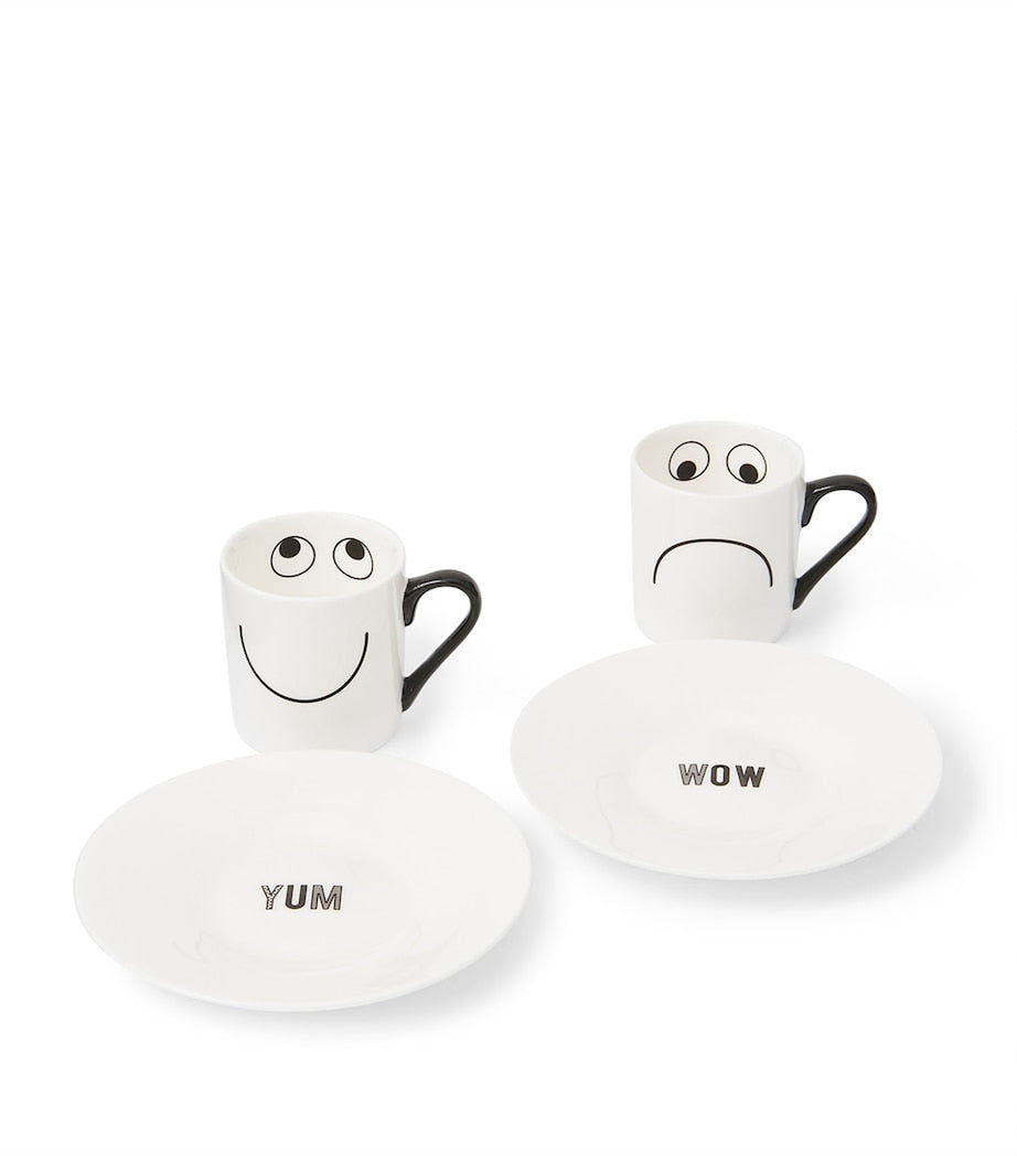Set of 2 Eyes Espresso Cups and Saucers