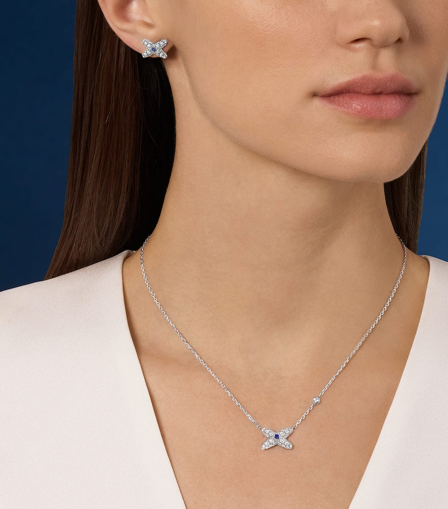 White Gold, Diamond and Sapphire Jeux de Liens Necklace