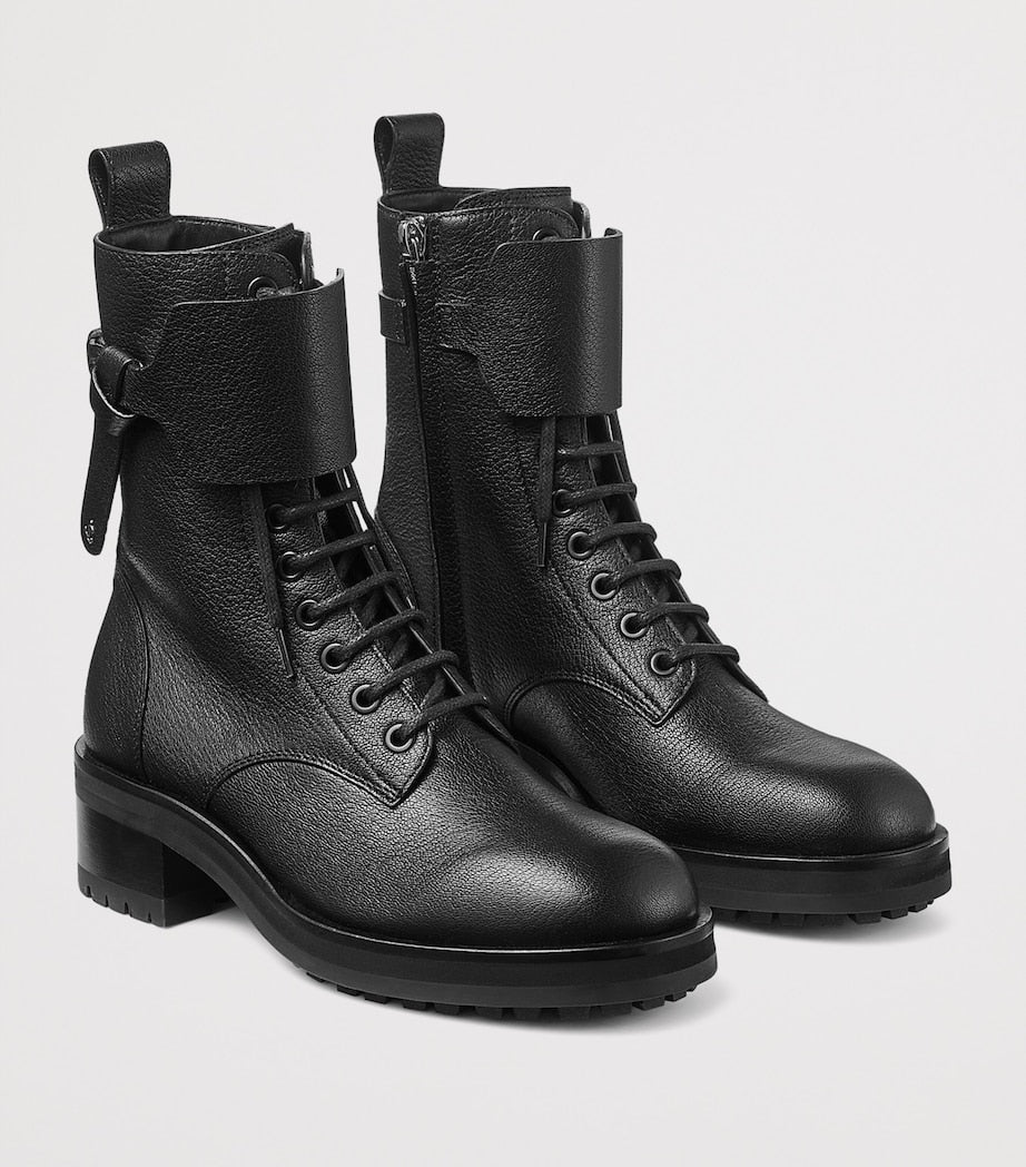 Jimmy Choo Black Rosabel 55 Biker Boots