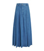 Blue Pleated Denim Skirt