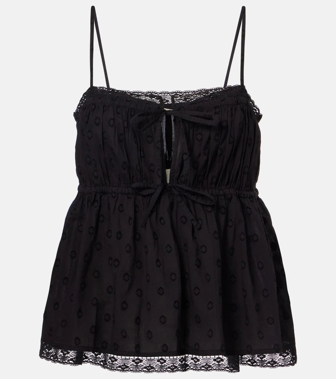 Ulla Johnson - Quinn lace-trimmed gathered cotton top
