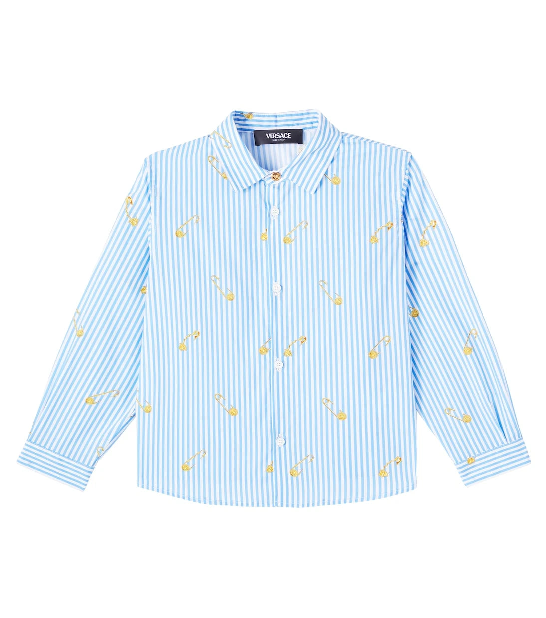 Versace Kids - Safety Pin Bengal stripe cotton shirt