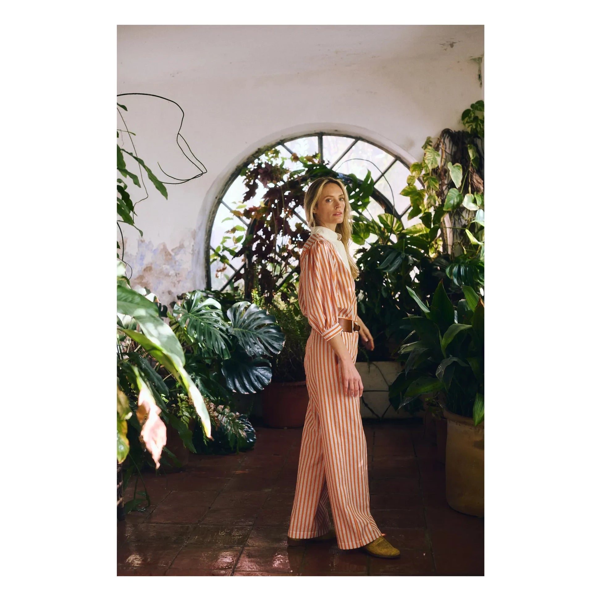 Maria de la Orden - Romeo Cotton Stripe Pants | Orange