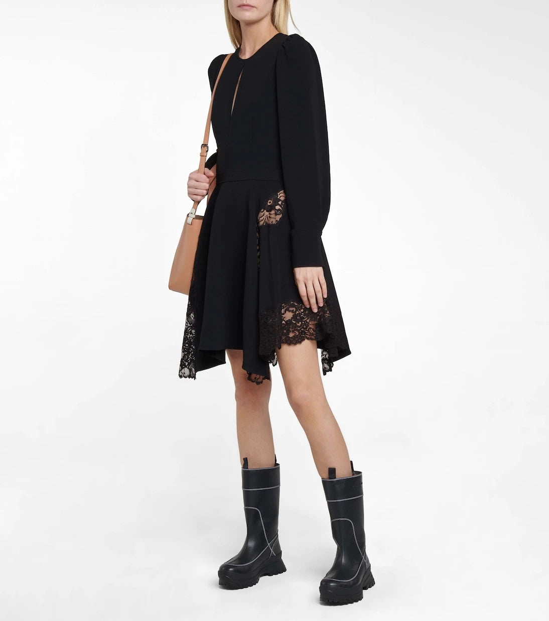 Stella McCartney - Celeste lace-trimmed cady minidress