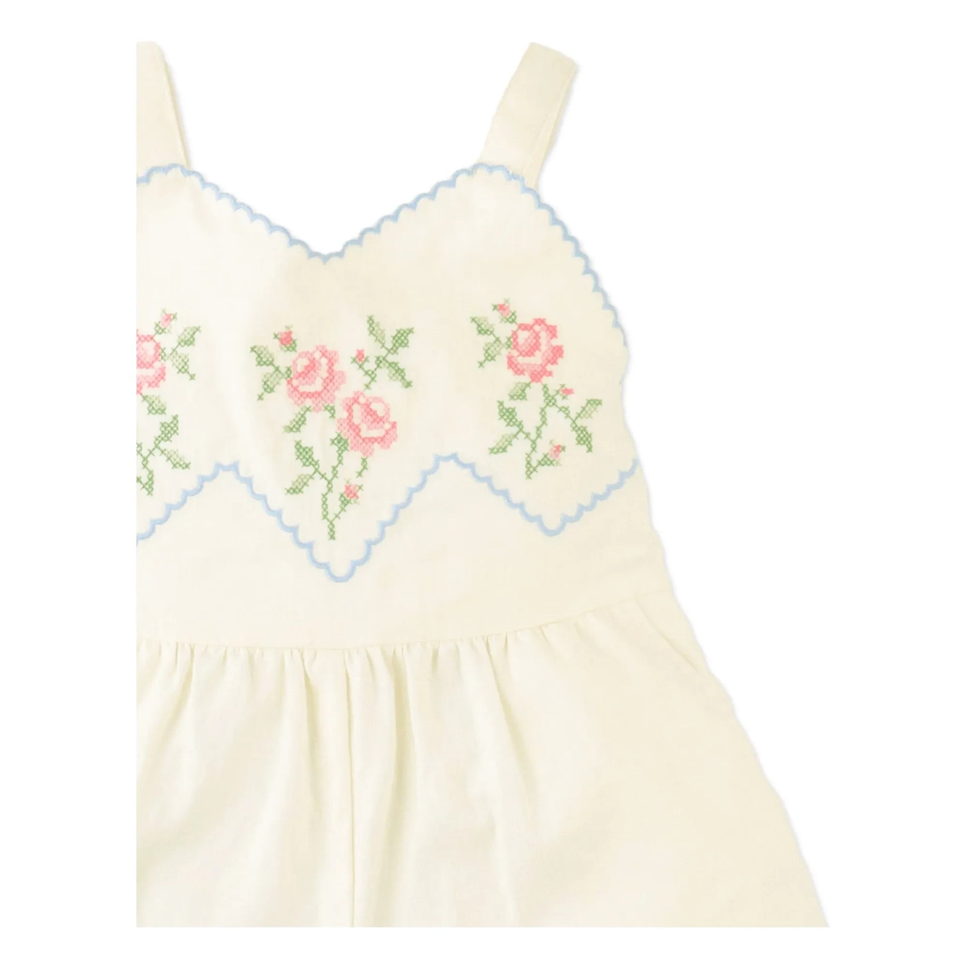 Gingersnaps - Jill Linen Embroidered Playsuit | Ecru
