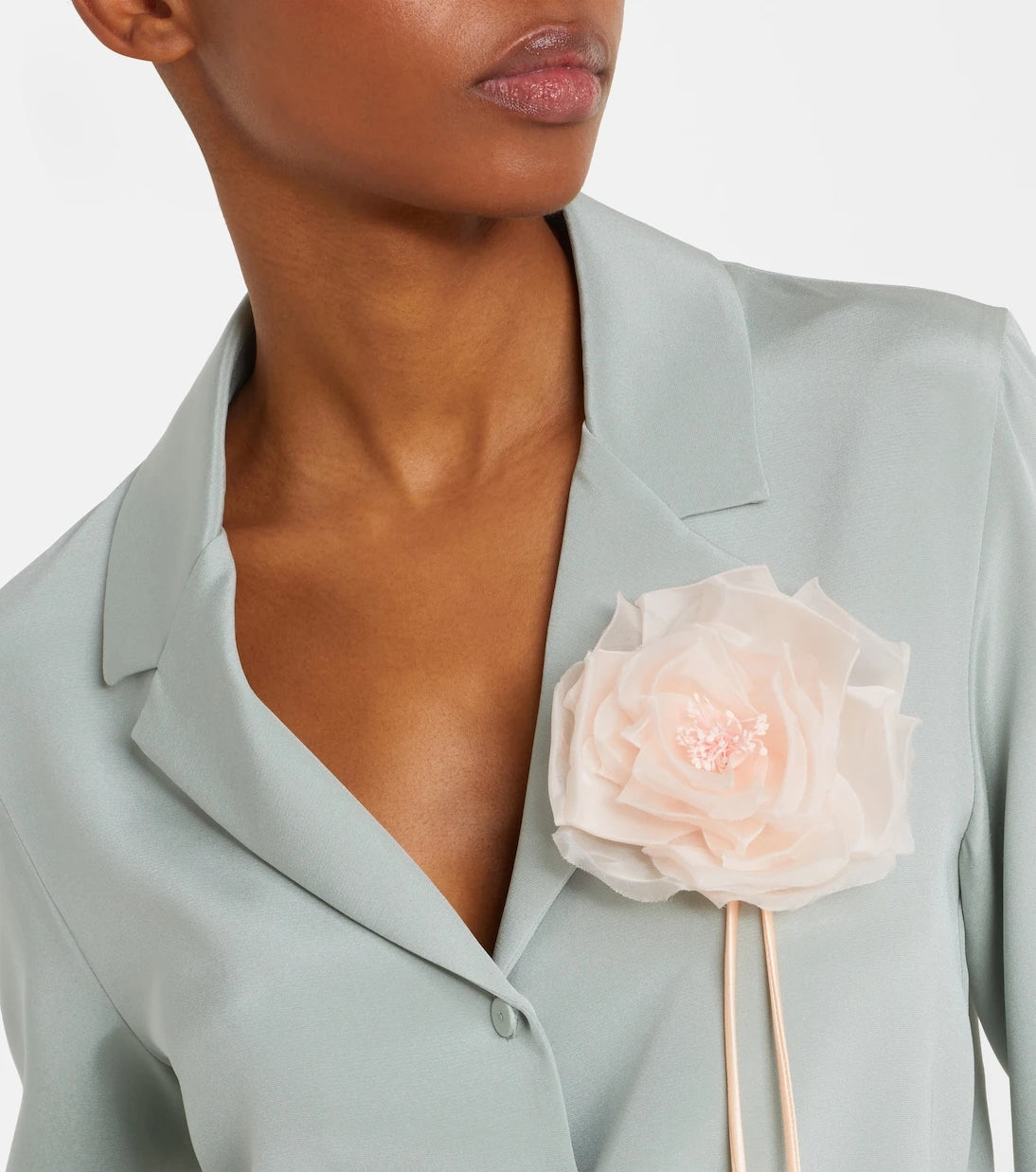 Max Mara - Ario floral-appliqué silk chiffon brooch
