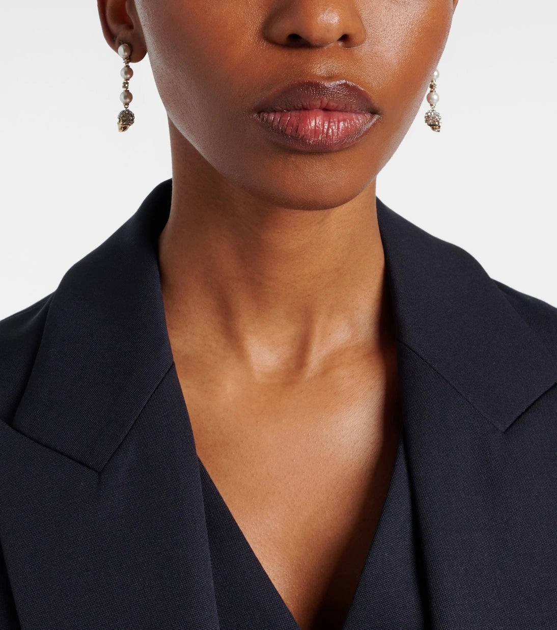 McQueen - Skull crystal-embellished drop earrings