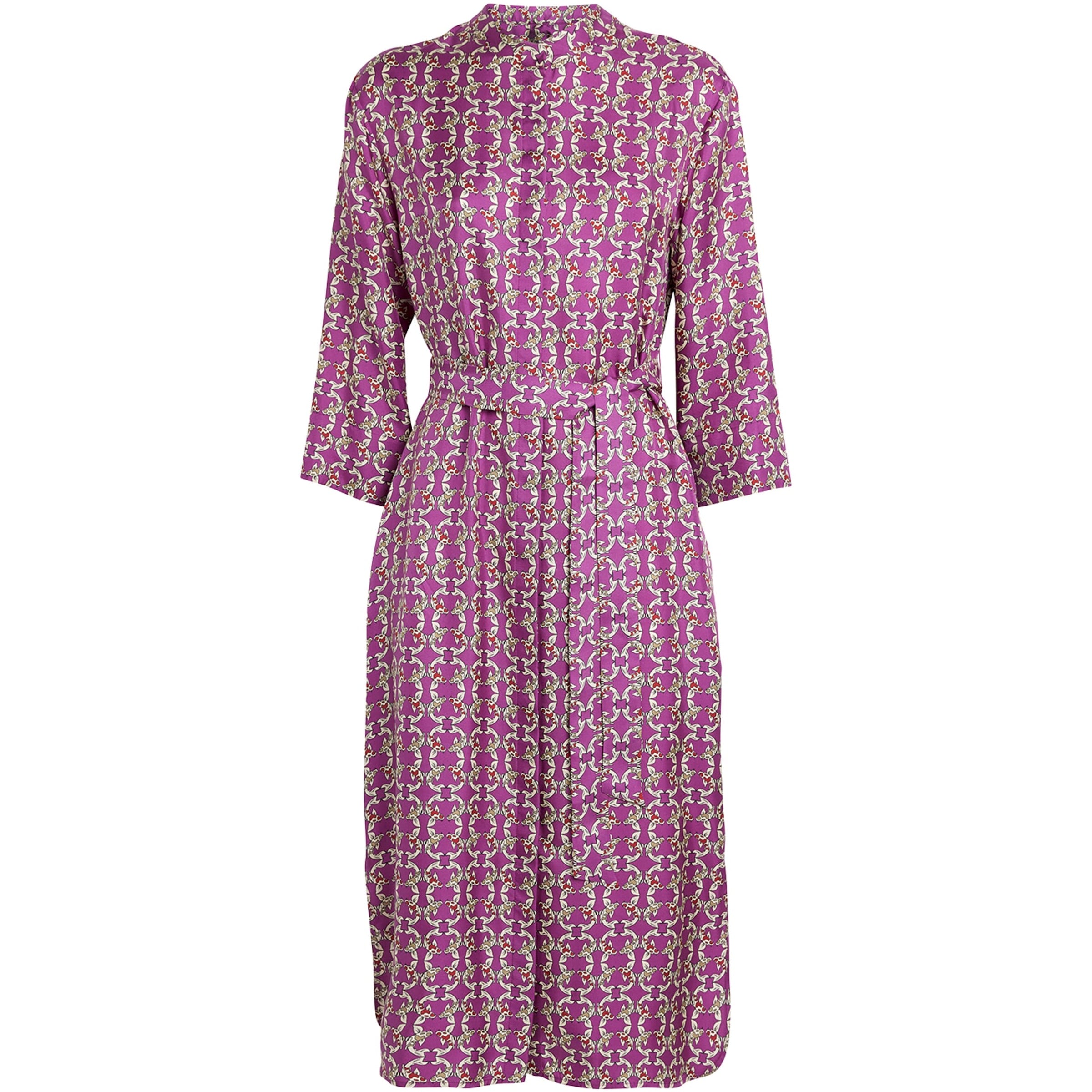 Max Mara Purple Silk Printed Midi Caftan Dress