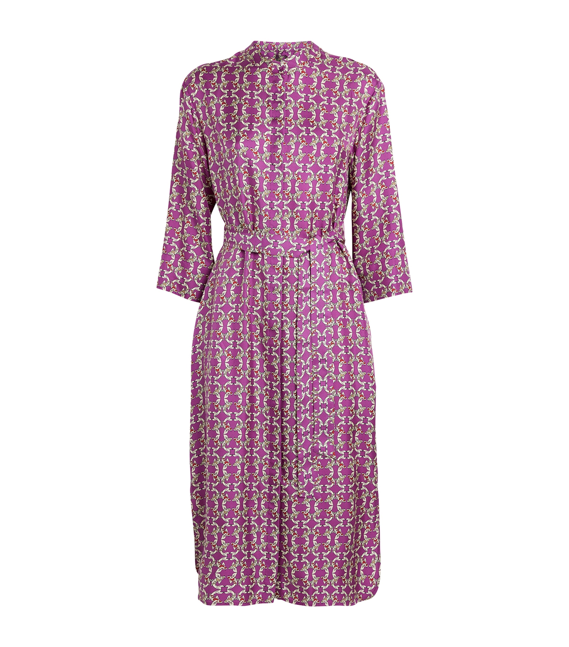 Max Mara Purple Silk Printed Midi Caftan Dress