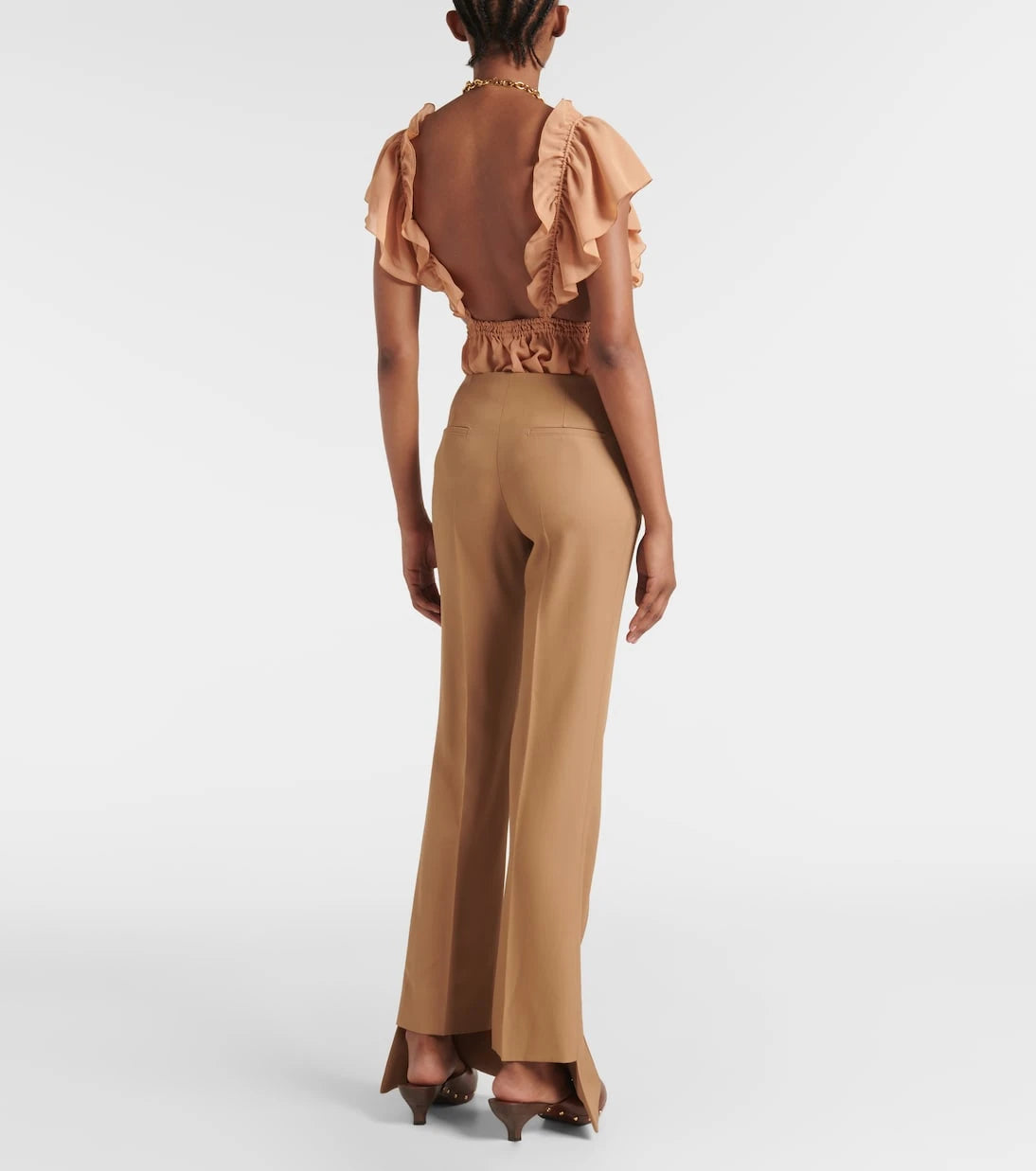 Chloé - بنطلون صوف مستقيم بقصّة متوسطة الارتفاع