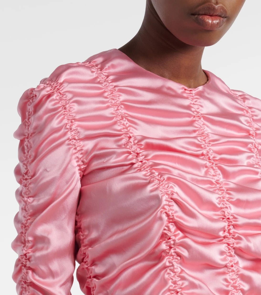 Khaite - Rory ruched silk charmeuse top