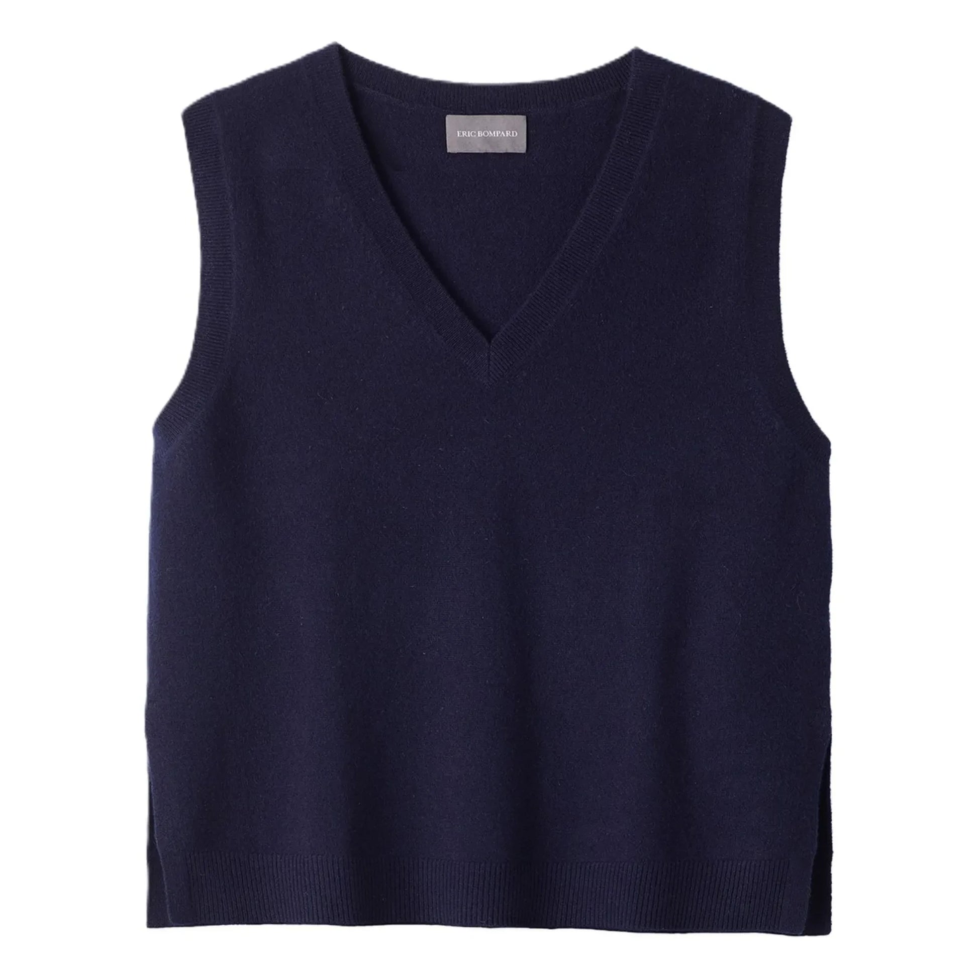 Bompard - V-neck Sleeveless Cashmere Sweater | Navy blue