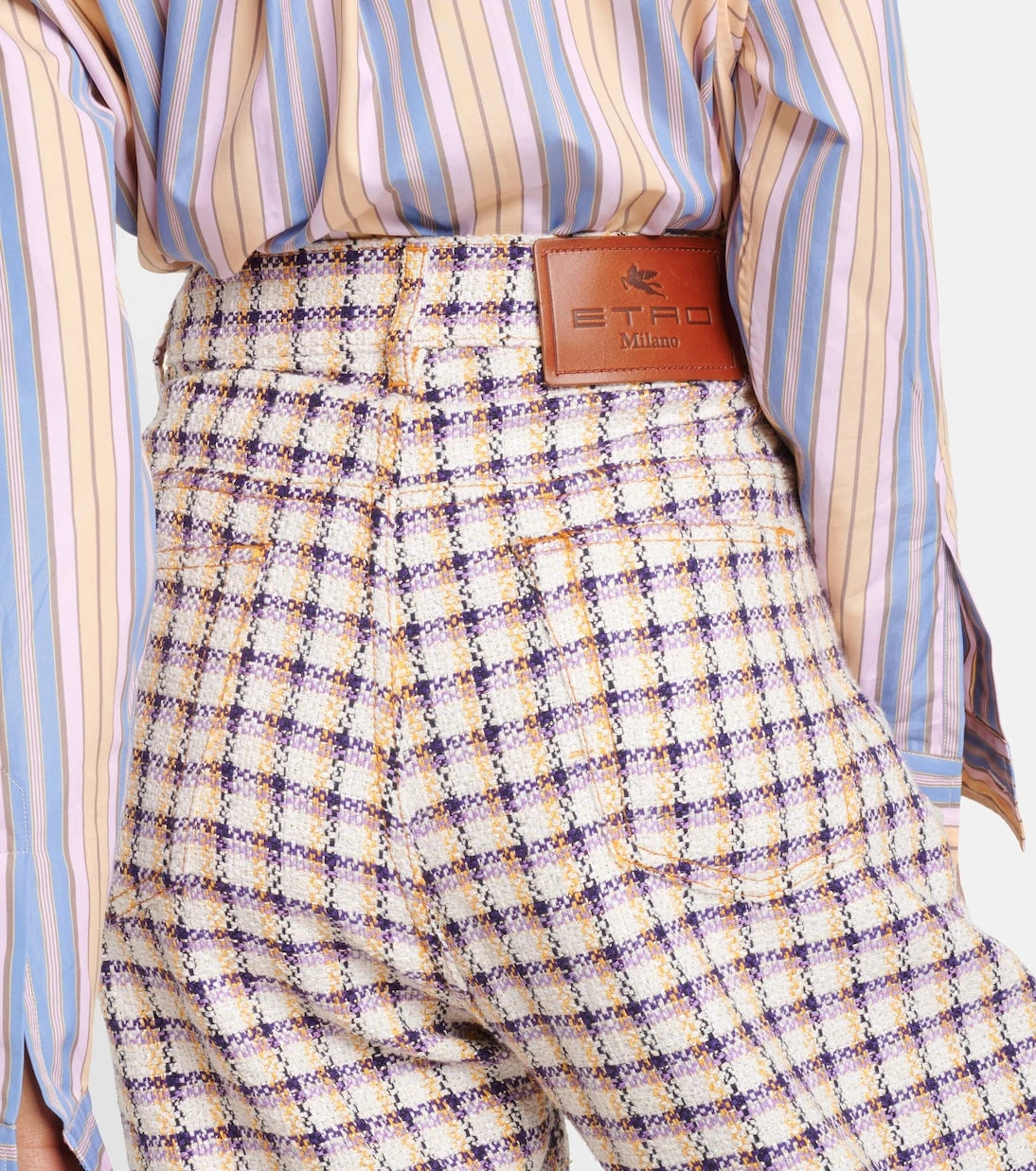 Etro - Checked cotton-blend tweed wide-leg pants