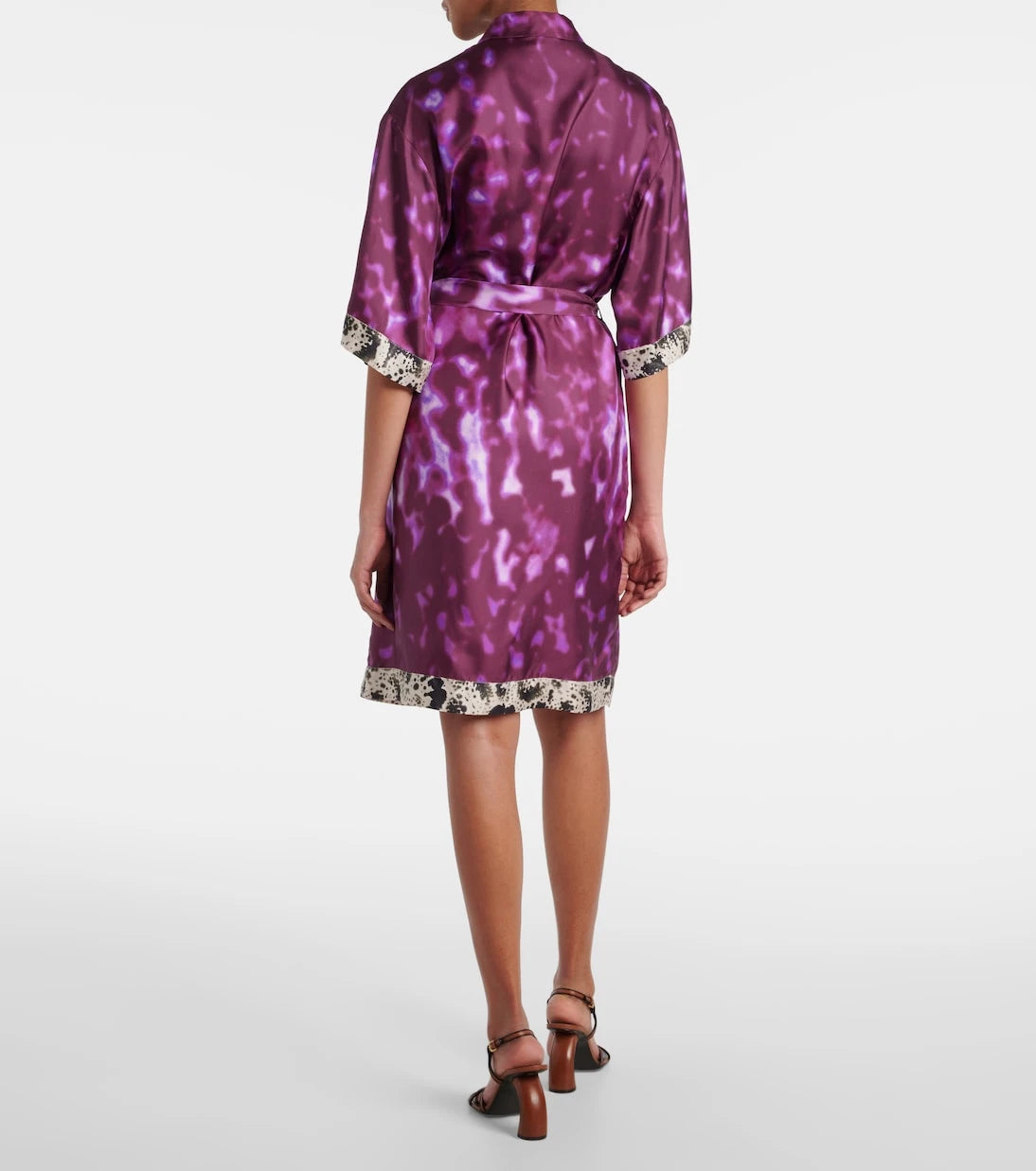 Dries Van Noten - Belted printed silk shirt dress