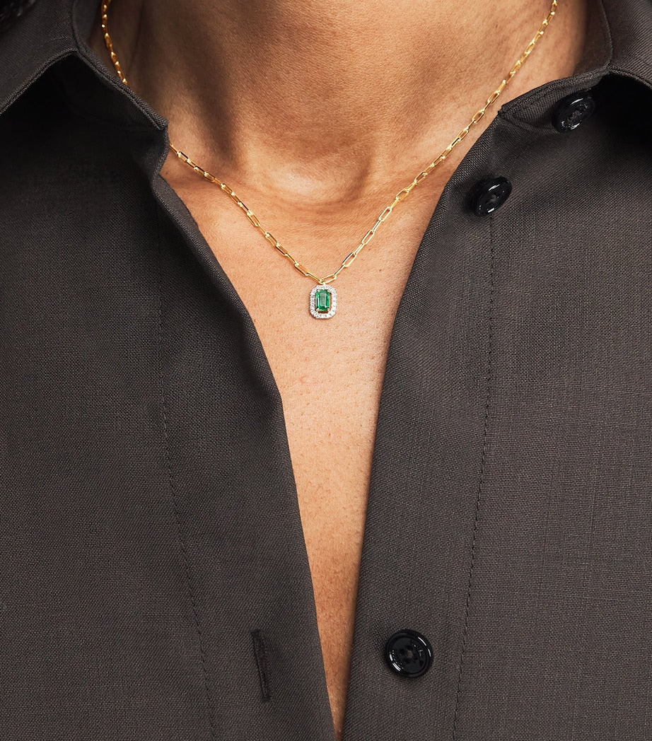 Yellow Gold, Diamond and Emerald Mini Me Necklace