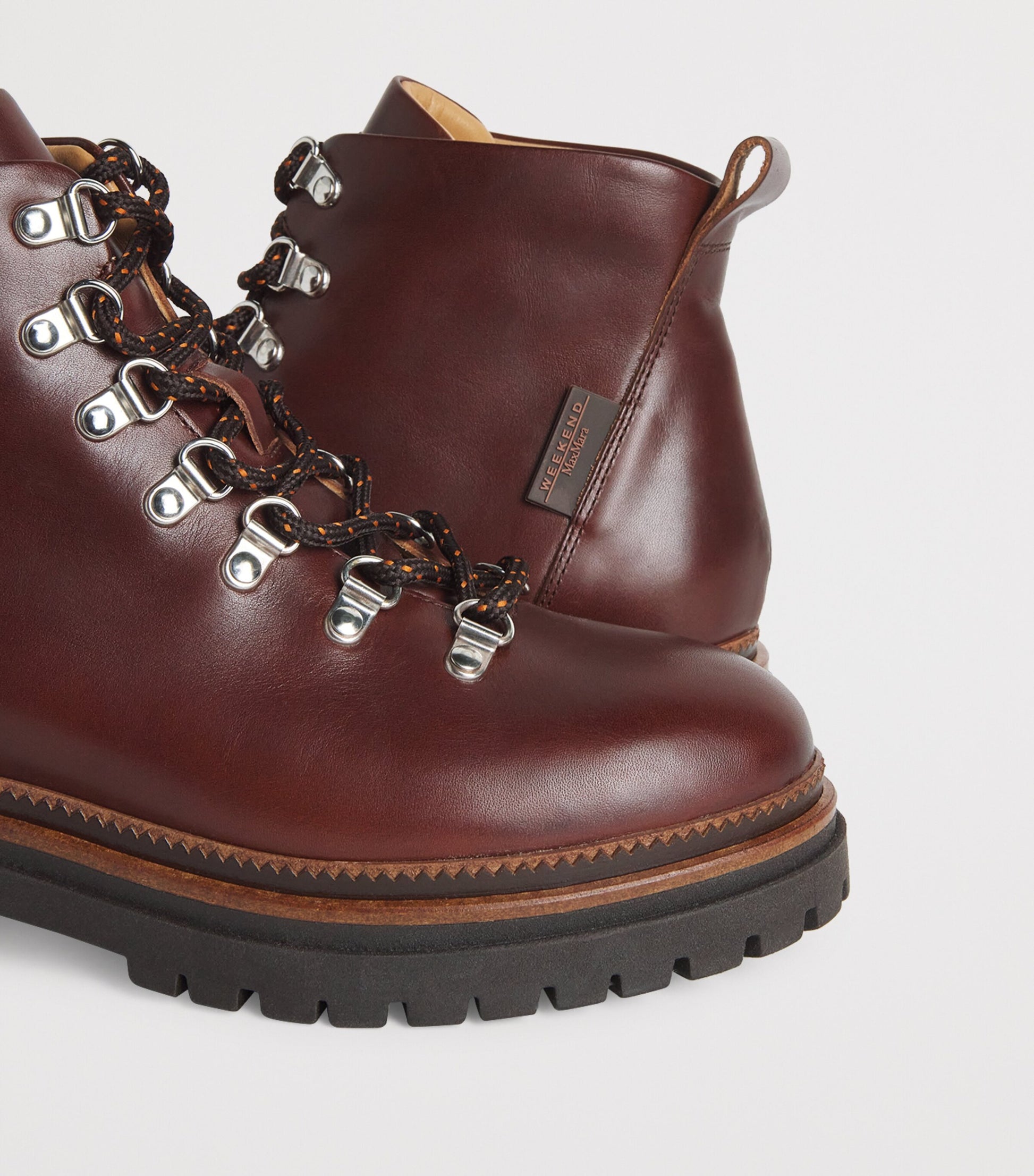 Weekend Max Mara Brown Leather Lace-Up Ankle Boots