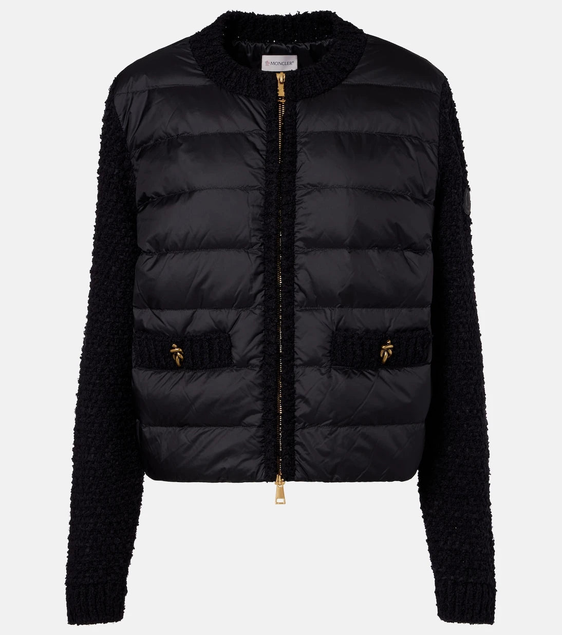 Moncler - Kuş tüyü panelli buklet detaylı fermuarlı hırka