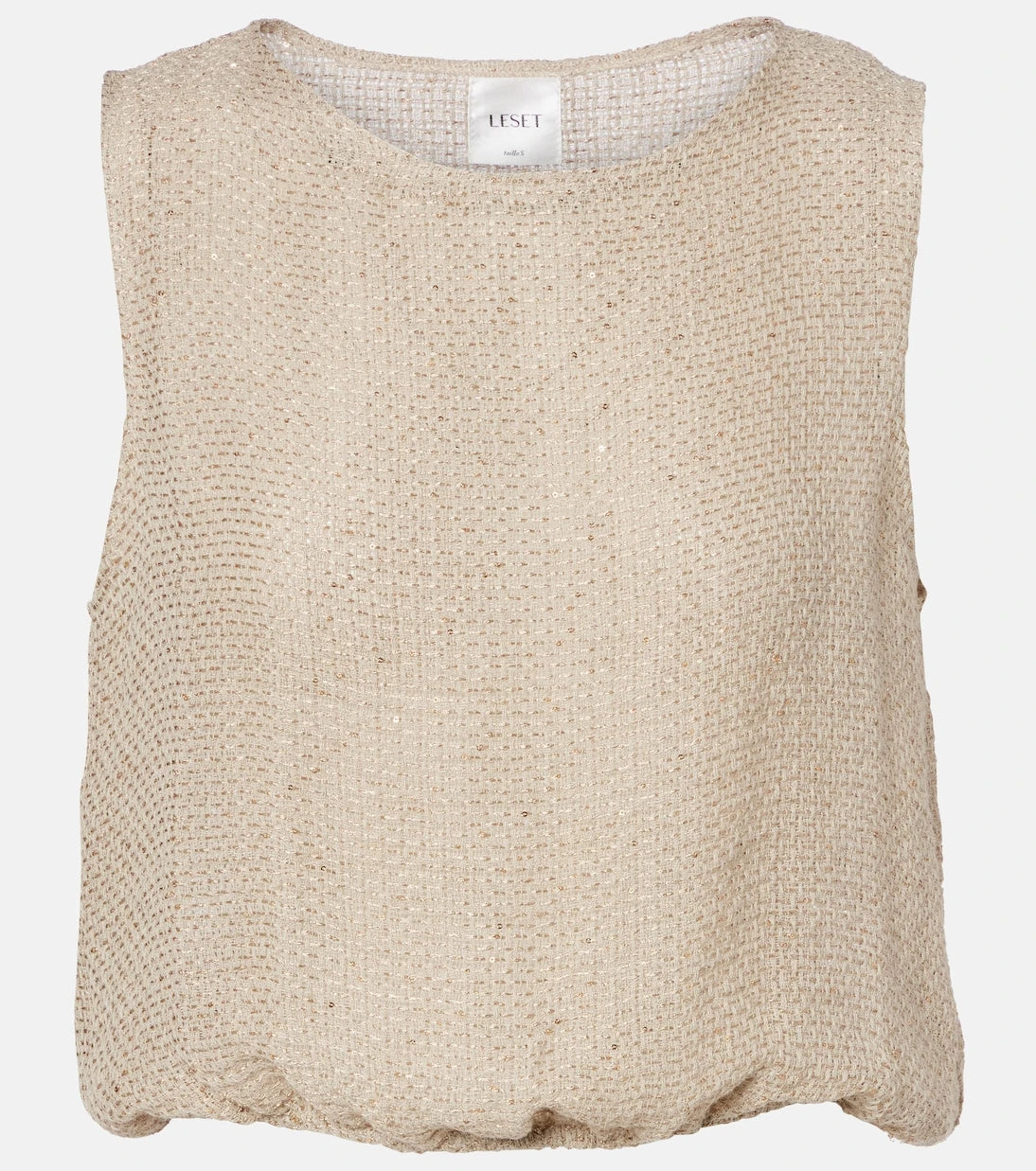 Leset - Stella sequined linen-blend top