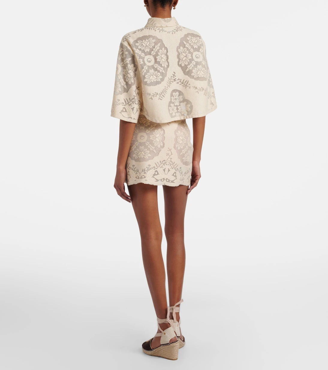 Valentino - Floral cotton-blend miniskirt