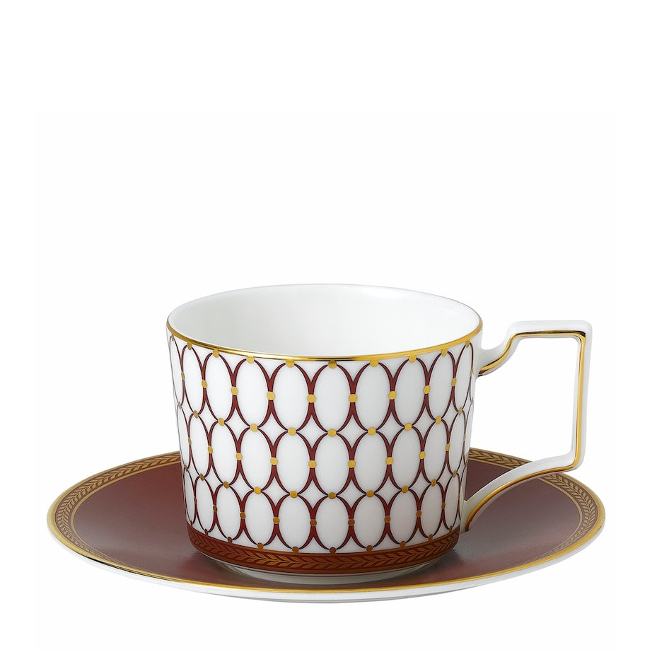 Renaissance Red Teacup and Saucer