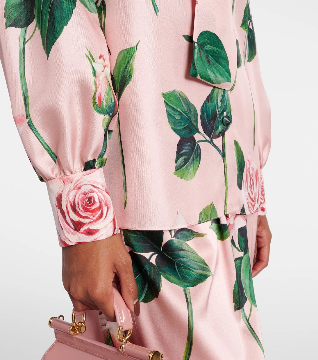 Dolce&Gabbana - Floral tie-neck silk satin blouse